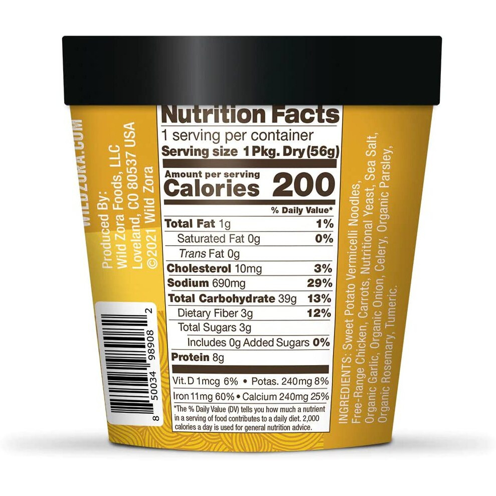 Wild Zora Vermicelli Noodle Soup - Instant Cup Of Soup Snack W/Sweet Potato Glass Noodles, Gluten Free Soup Made W/Real And Traditional Soup Ingredients, Grain-Free - Variety (4-Pack)