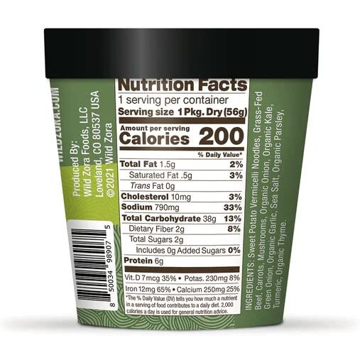 Wild Zora Vermicelli Noodle Soup - Instant Cup Of Soup Snack W/Sweet Potato Glass Noodles, Gluten Free Soup Made W/Real And Traditional Soup Ingredients, Grain-Free - Variety (4-Pack)