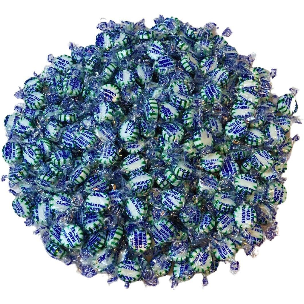 Sugar Free Spearmint Mints Hard Candy - 3 Lb Bulk Bag Individually Wrapped Keto And Diabetic Friendly Gourmet Spearmint Flavored Candies (48Oz)