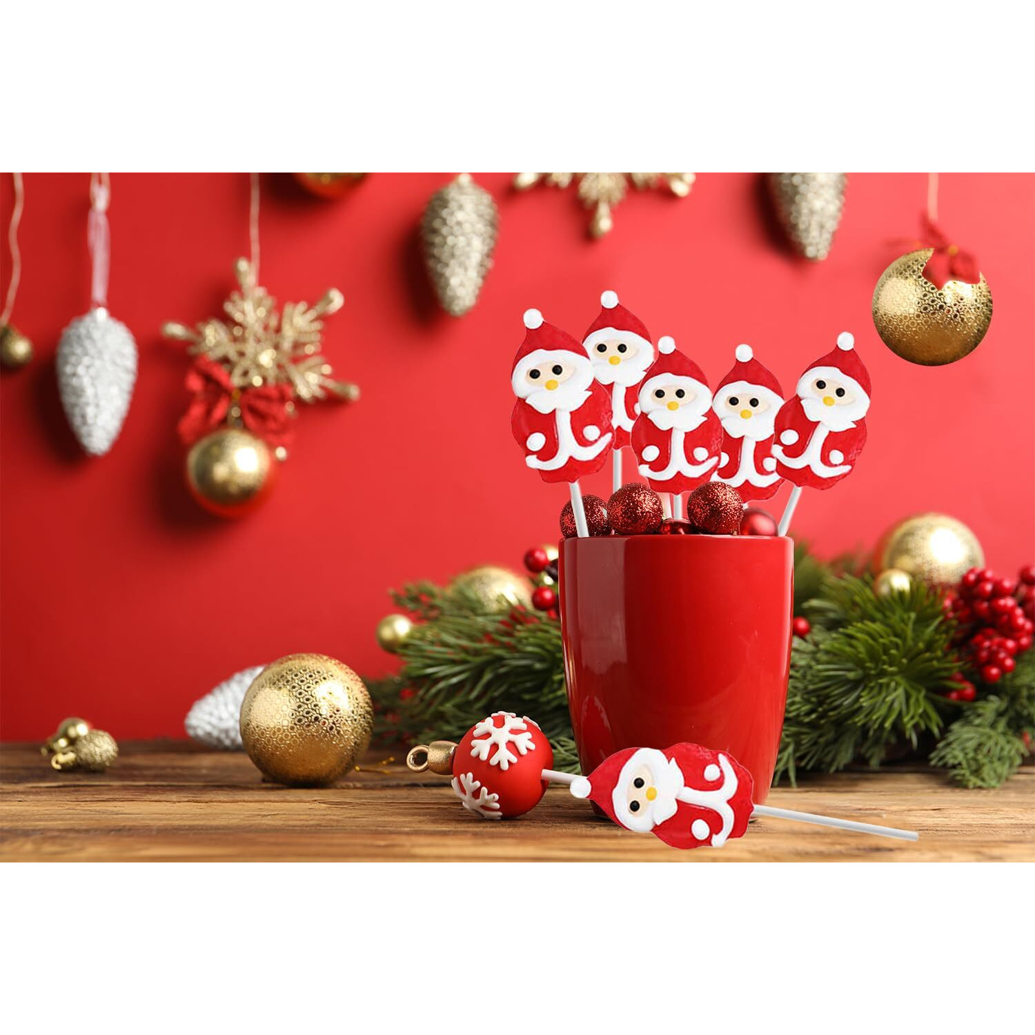 Fruidles Christmas Santa Lollipop, Santa Clause, Candy Canes Suckers, Mixed Fruit Flavor, Individually Wrapped Lollipops (12-Pac)