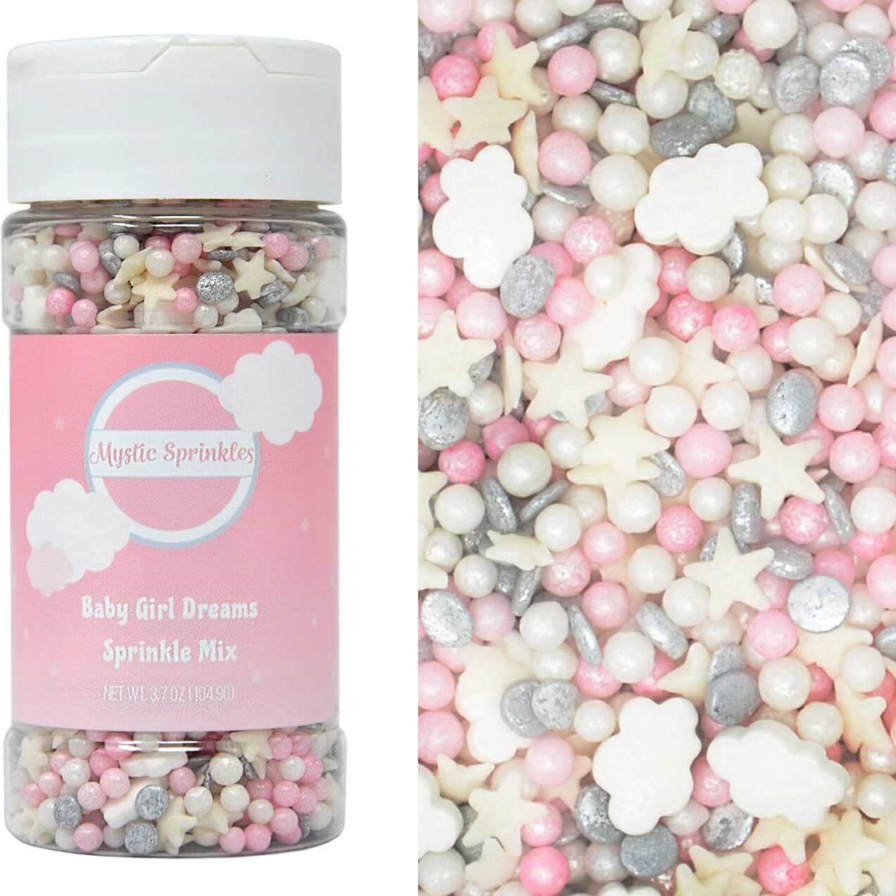 Mystic Sprinkles Baby Shower Sprinkle Mixes (Baby Girl Dreams Sprinkle Mix 3.7Oz)