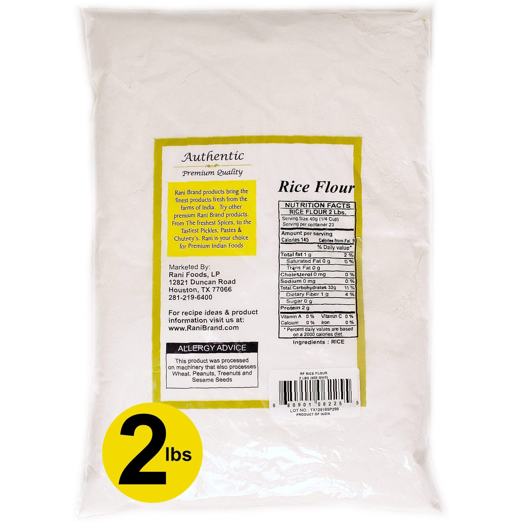 Rani Rice (White) Flour 32Oz 2Lbs() 908G ~ All Natural | Gluten Friendly | Vegan | Non-Gmo | Indian Origin