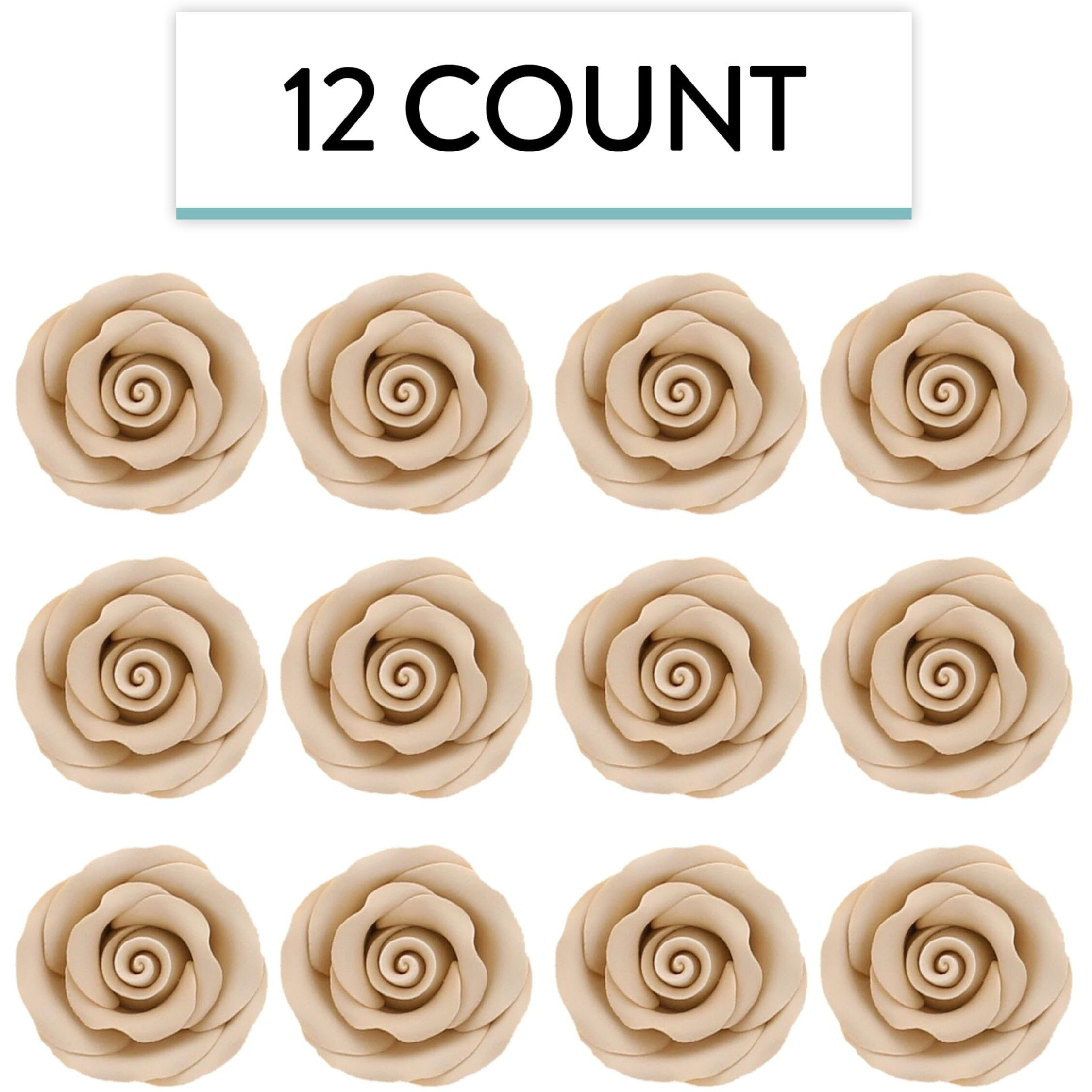 Global Sugar Art Premium Edible Roses, Ivory, Unwired, Medium 1.5 Inches, 12 Count By Chef Alan Tetreault