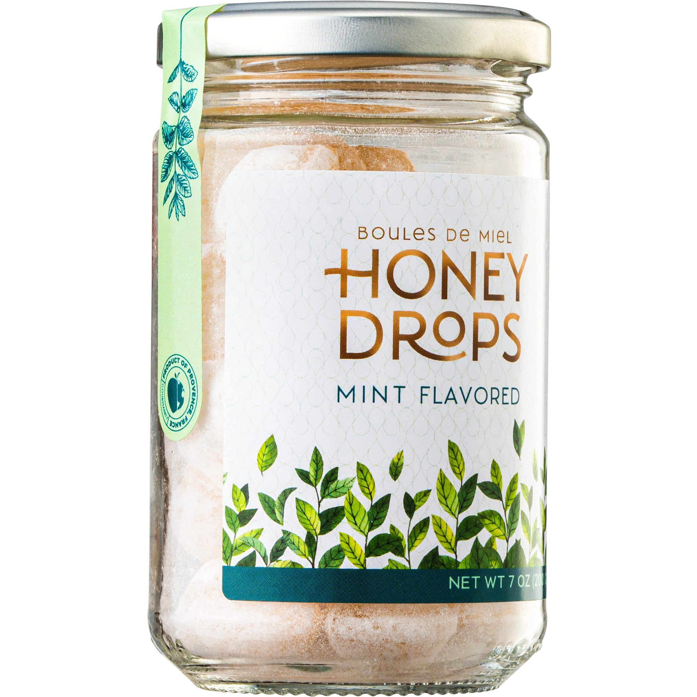 Gourmanity Honey Drops Mint Candy, Cooling Mint Flavored Liquid Honey, Soothes Your Palate, Ideal Hostess Or Holiday Gift, Made In Provence, France, 7Oz