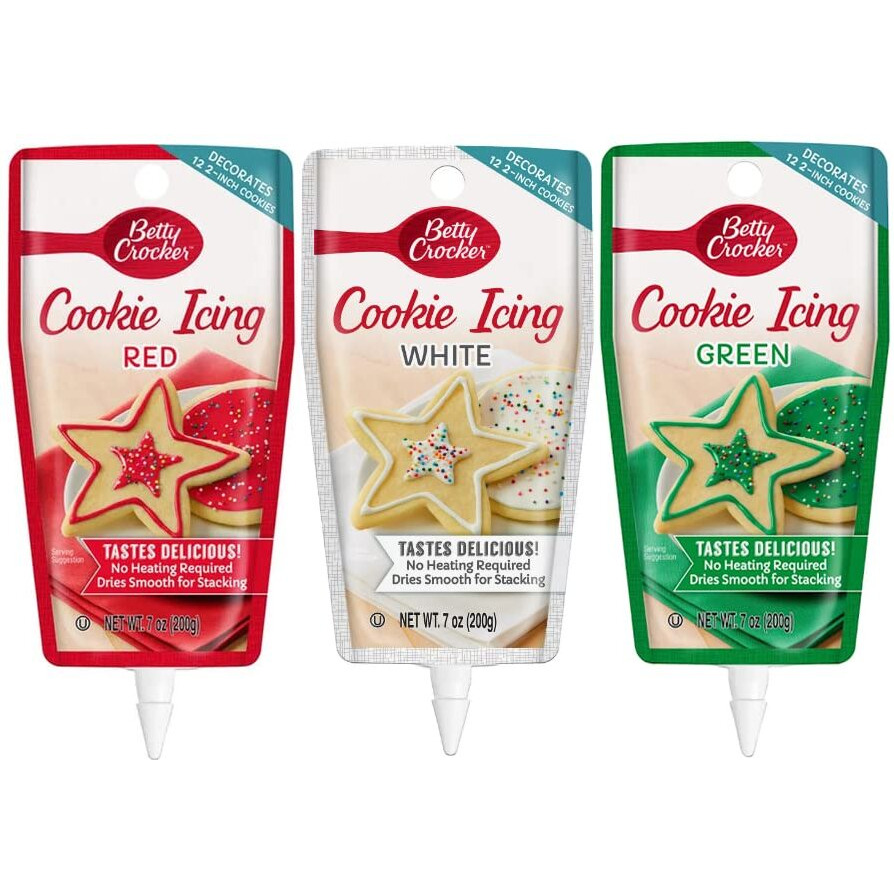 Signature Brands Betty Crocker Christmas Colors Decorating Cookie Icing - 3 Pack- Red Green And White