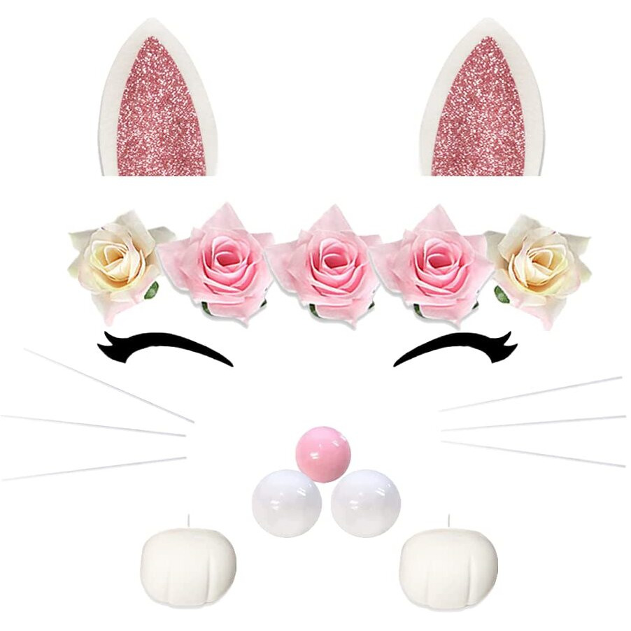 Cat Cake Topper With Ear Foot Flowers Eye Nose Whiskers For Kitty Cat Baby Shower