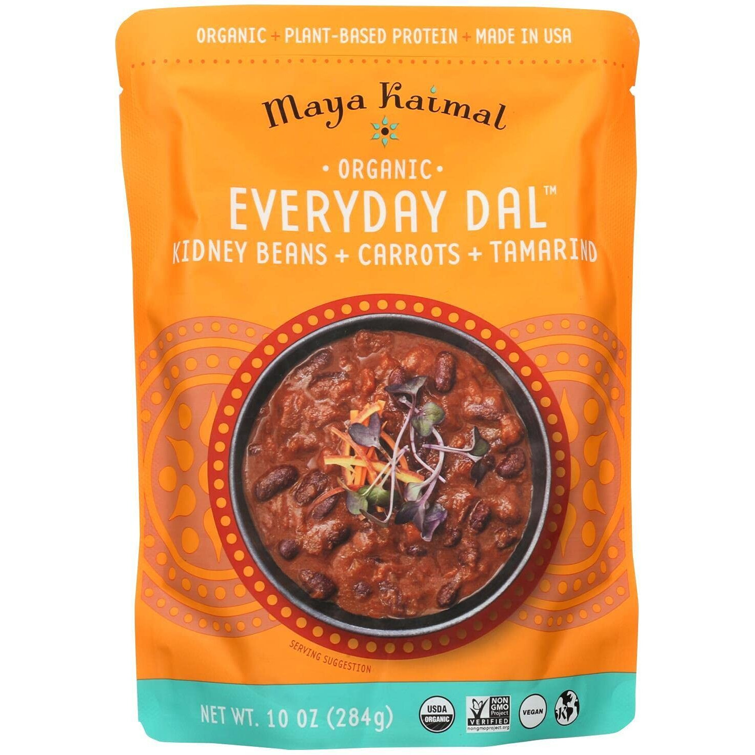 Maya Kaimal Foods - Organic Indian Everyday Dal - Kidney Bean 10Oz - Fully Cooked With Carrots And Tamarind - Vegan - Microwavable - Ready To Eat - Pack Of 6
