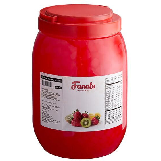 Fanale Coconut Jelly Topping Nata De Coco For Boba Tea | Ice Cream | Yogurt | Smoothie | Milk Tea | Desserts (Strawberry Heart Shaped, 6.6 Lb) | Jel026