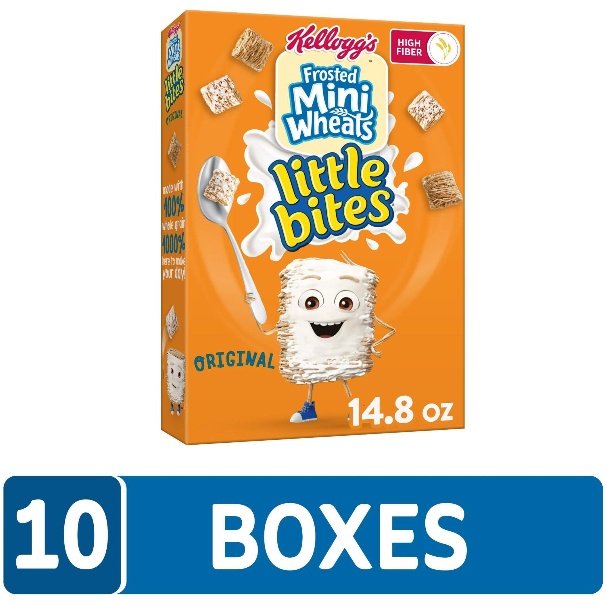 Kellogg's Frosted Mini-Wheats Little Bites Breakfast Cereal, Kids Cereal, Family Breakfast, Original (10 Boxes)