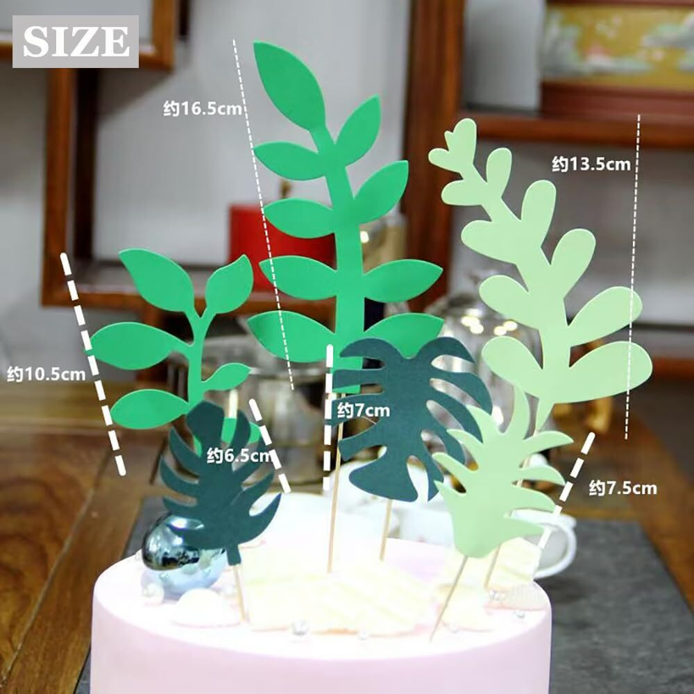 10 Pcs Jungle Safari Animal Cake Toppers With Elephant Giraffe Lion Monkey Glittery Tropical Leaves, Cute Jungle Animals Cake Decoration For Jungle Themed Party Birthday Party