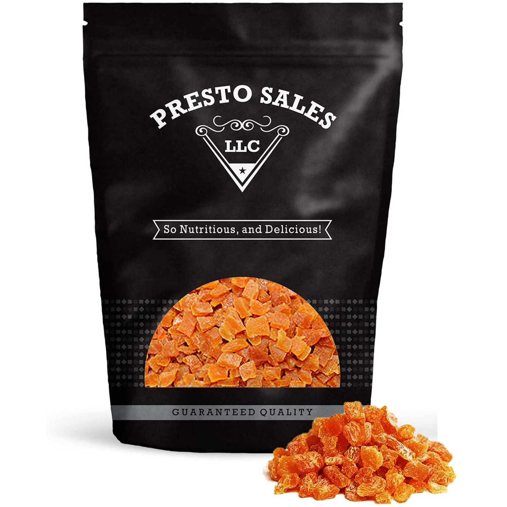 Presto Sales Apricot, Fancy Chopped, Sweet Turkish, 80 Oz. | No Added Sugar, Dried Fruit, Snack | Dietetic, Vegan, Intense Flavor, Burst Of Energy, 1 Choice | Resealable 5 Lbs. Bag
