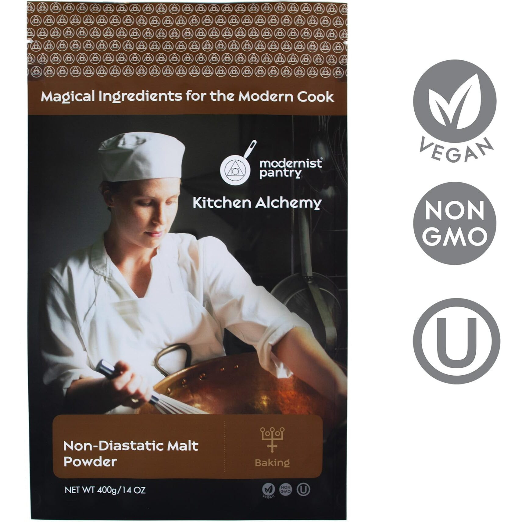 Non-Diastatic Barley Malt Powder  Non-Gmo Vegan Ou Kosher Certified - 400G/14Oz