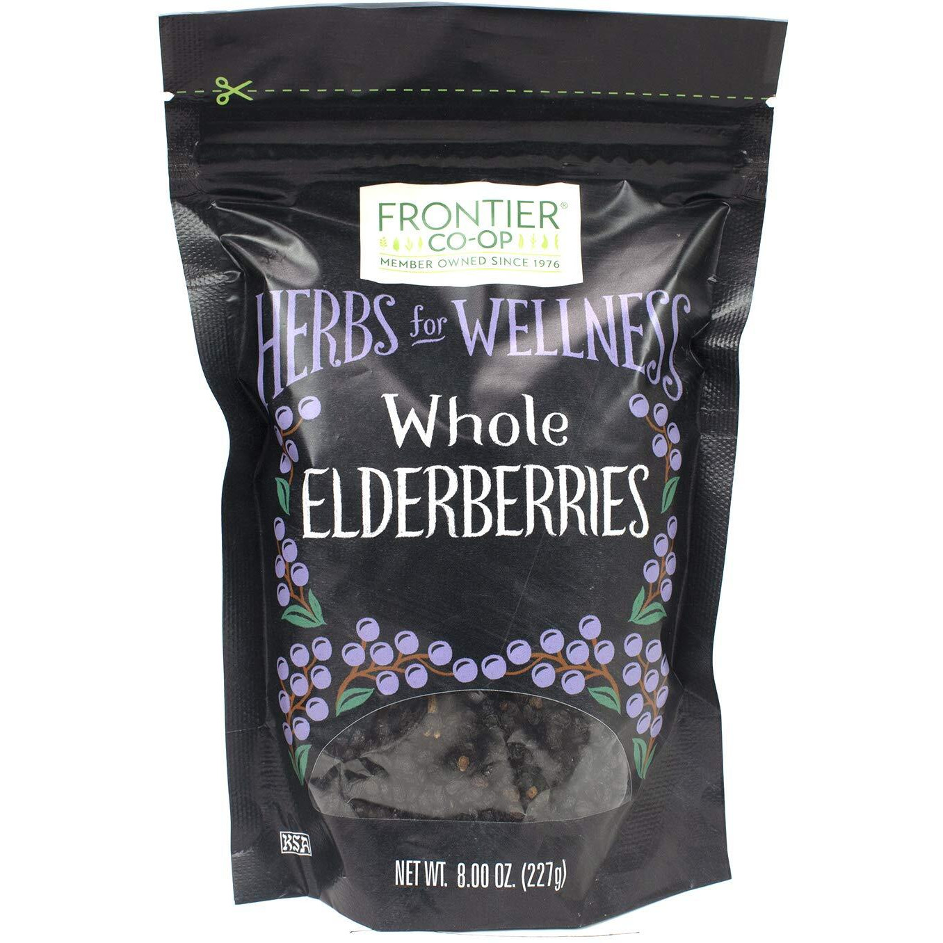 Frontier Co-Op Dried Elderberries, 8Oz Bag, European Whole, Kosher, Non-Gmo | Elderberry Dried Fruit For Immune Support, Powder, Tea, Syrup, Gummies