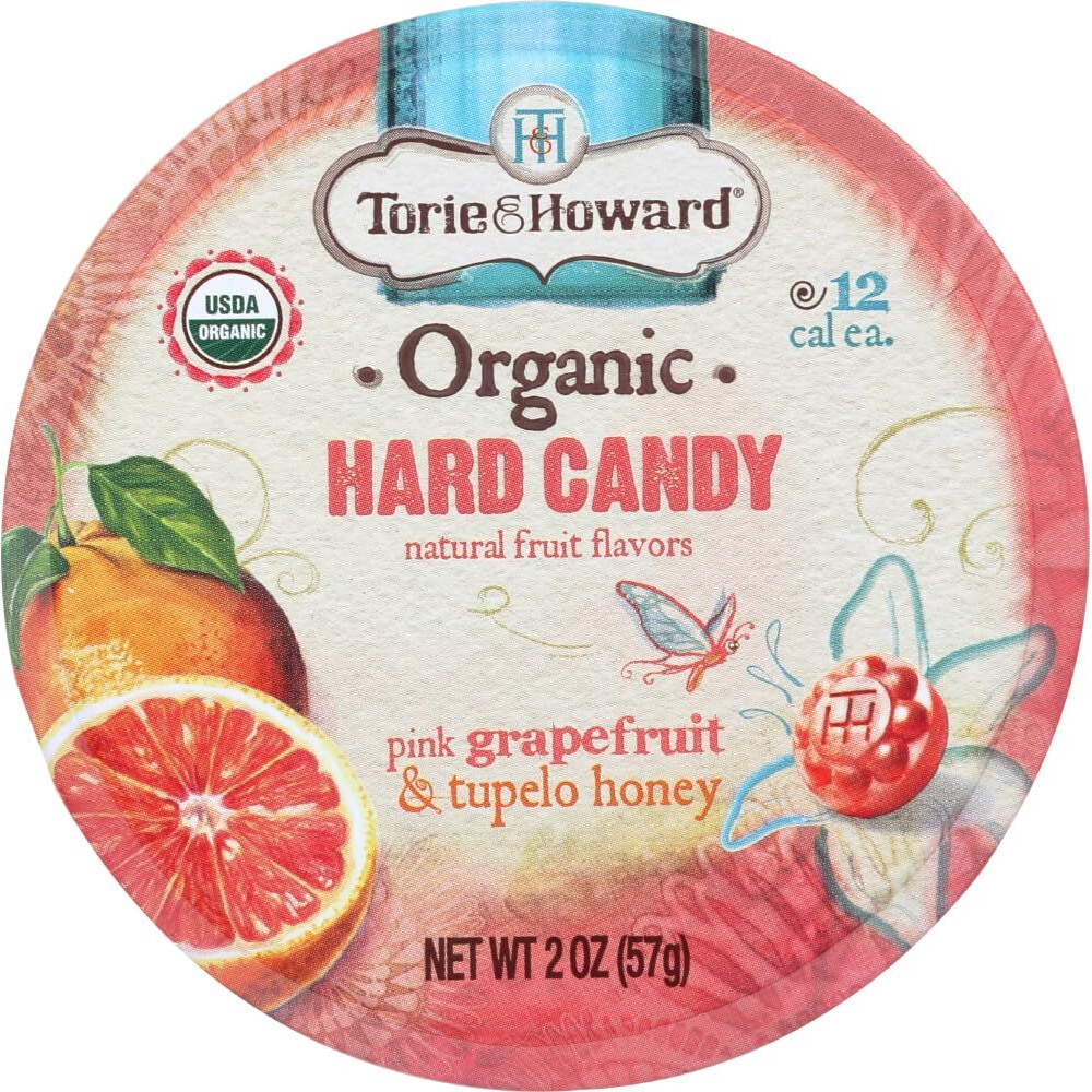 Torie & Howard Organic Hard Candy Pink Grapefruit & Tupelo Honey -- 2 Oz (Pack Of 2)