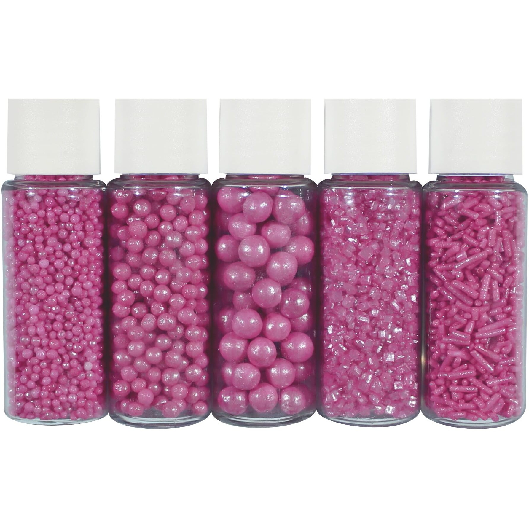 Confect Sprinkles For Cakes & Cupcakes Decoration | Assorted Pack Of 5 Barbie Playtime Pearl Sprinkles | Hot Pink Sprinkles | Birthday Sprinkles | Edible Mix Dragees, Jimmies & Sparkling Sugar - 3.5 Oz