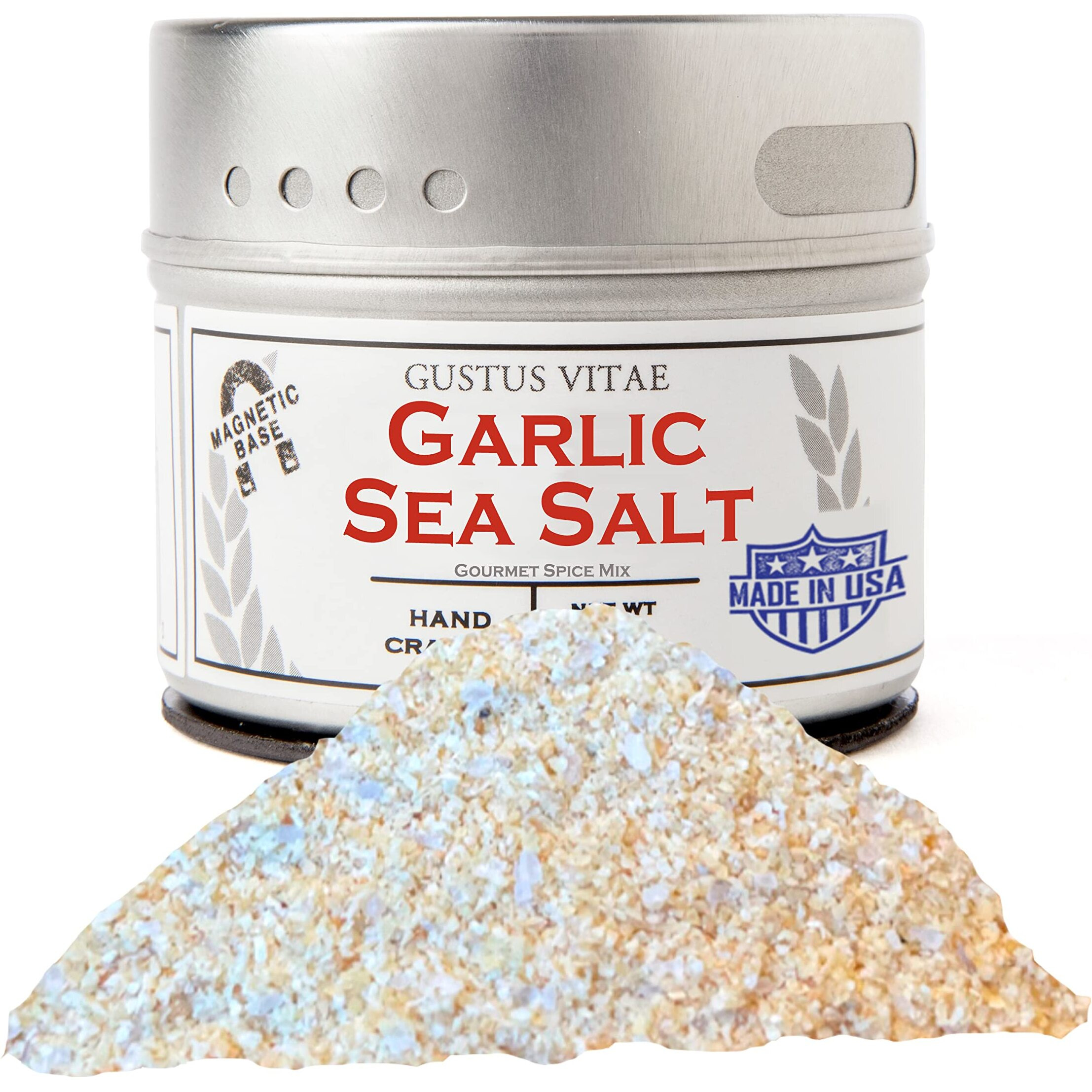Classic Gourmet Garlic Sea Salt - Spice Mix - All Natural Blend - Non Gmo - Handcrafted - Small Batch - Artisanal - Made In Usa - Gustus Vitae - 63