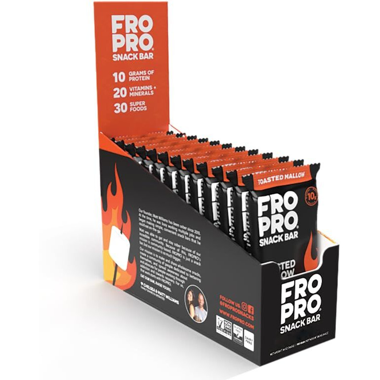 Fropro Snack Bars - Plant Powered Peanut Butter Protein Bars. All-Natural, Gluten-Free, Dairy-Free, Egg-Free, & Non-Gmo | Toasted Mallow, 12 Pack