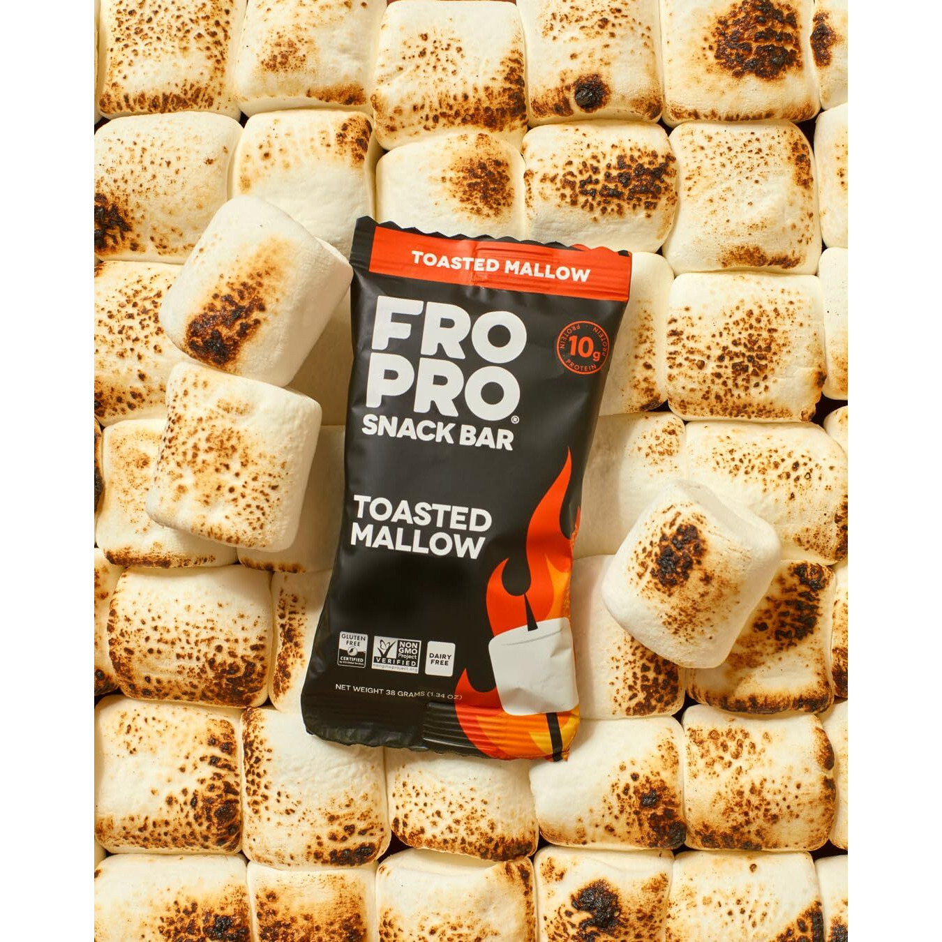 Fropro Snack Bars - Plant Powered Peanut Butter Protein Bars. All-Natural, Gluten-Free, Dairy-Free, Egg-Free, & Non-Gmo | Toasted Mallow, 12 Pack