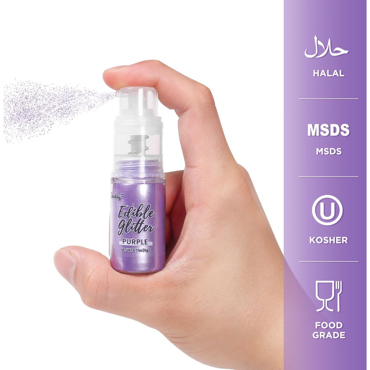 Lavender Purple Edible Glitter Spray, 5G Edible Glitter For Cocktails, Cobakey Luster Dust Edible For Cake Decorating, Drinks, Baking, Chocolate, Strawberrie