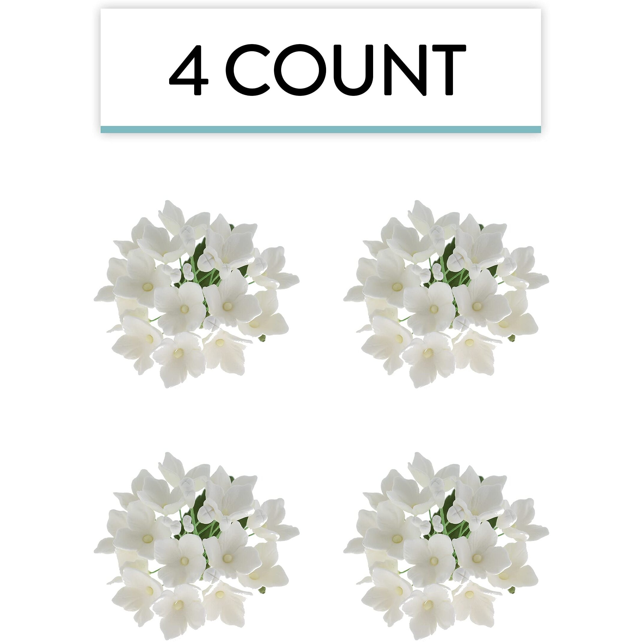 Global Sugar Art Hydrangea Blossoms Sugar Cake Flowers Spray, White, 4 Count By Chef Alan Tetreault