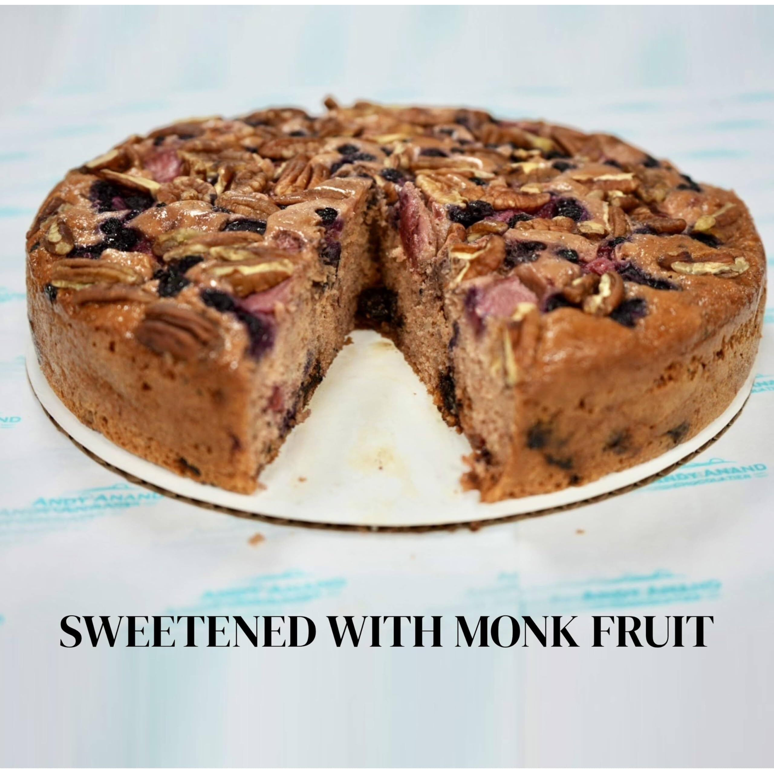 Andy Anand Sugar-Free Gourmet Fruit Cake With Berries, Pecans & Walnuts, Sweetened With Monk Fruit, Moist & Rich, Handmade In California, Perfect For Celebrations, 2.8 Lb