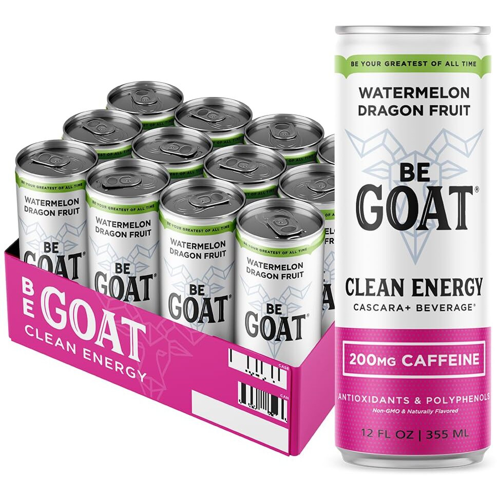 Begoat Watermelon Dragonfruit Clean Energy Drink | 200 Mg Caffeine, Non Gmo, 6 Ingredients, 35 Calories, Antioxidants, Vegan, Gluten-Free 12 Fl Oz (Pack Of 12)
