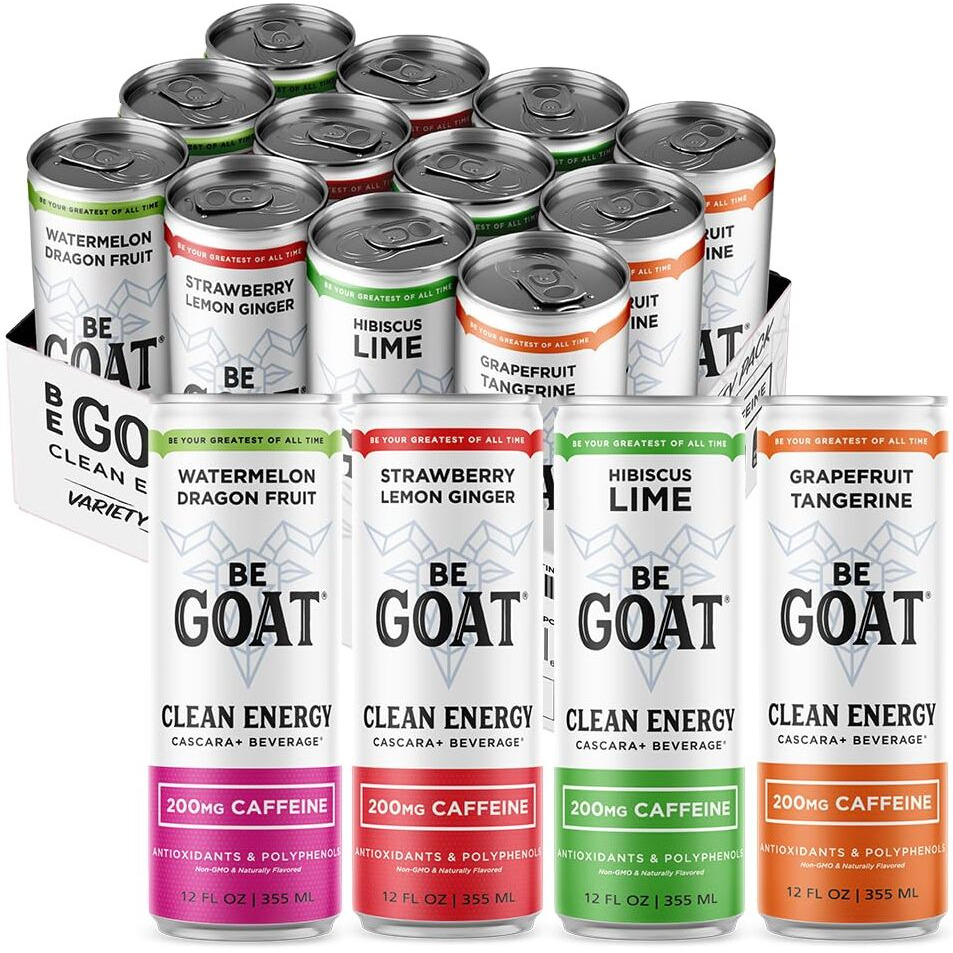 Begoat Clean Energy Drink Og Variety Pack | 200 Mg Caffeine, Non Gmo, 6 Ingredients, 35 Calories, Antioxidants, Vegan, Gluten-Free 12 Fl Oz (Pack Of 12)