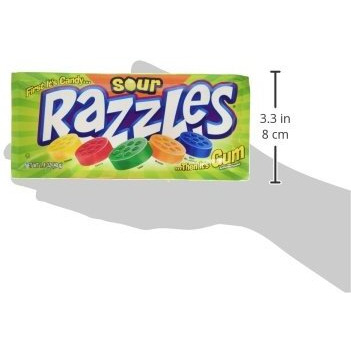 Sour Razzles Candy, 1.4Oz Pouches, 24-Count