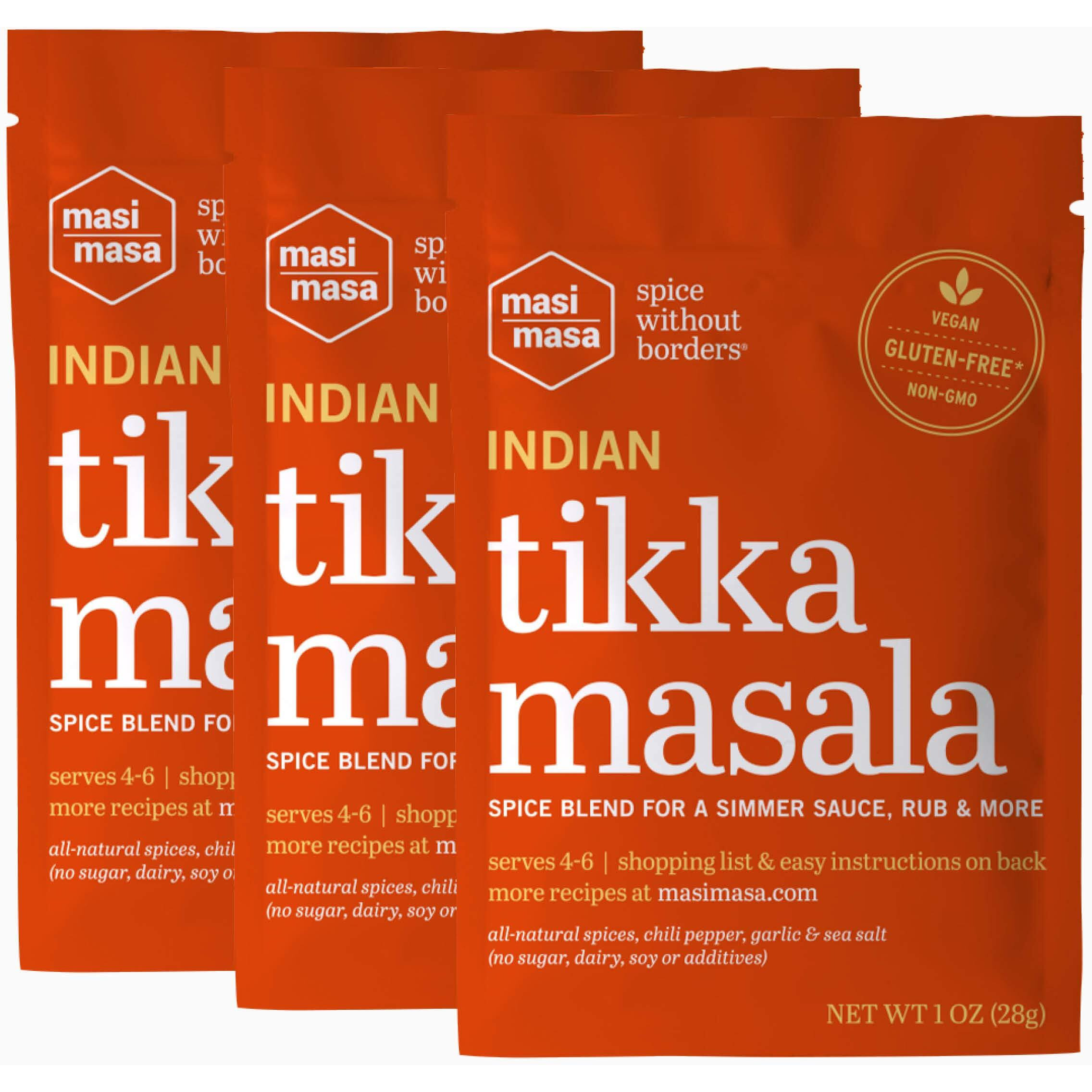 Masi Masa Indian Tikka Masala Spice Blend (3 Pack), Curry Seasoning For Simmer Sauce, Marinade Or Rub, 12 Spice Mix, Vegan, No Gluten, Soy, Dairy, Or Gmos, For Chicken, Vegetables, Seafood