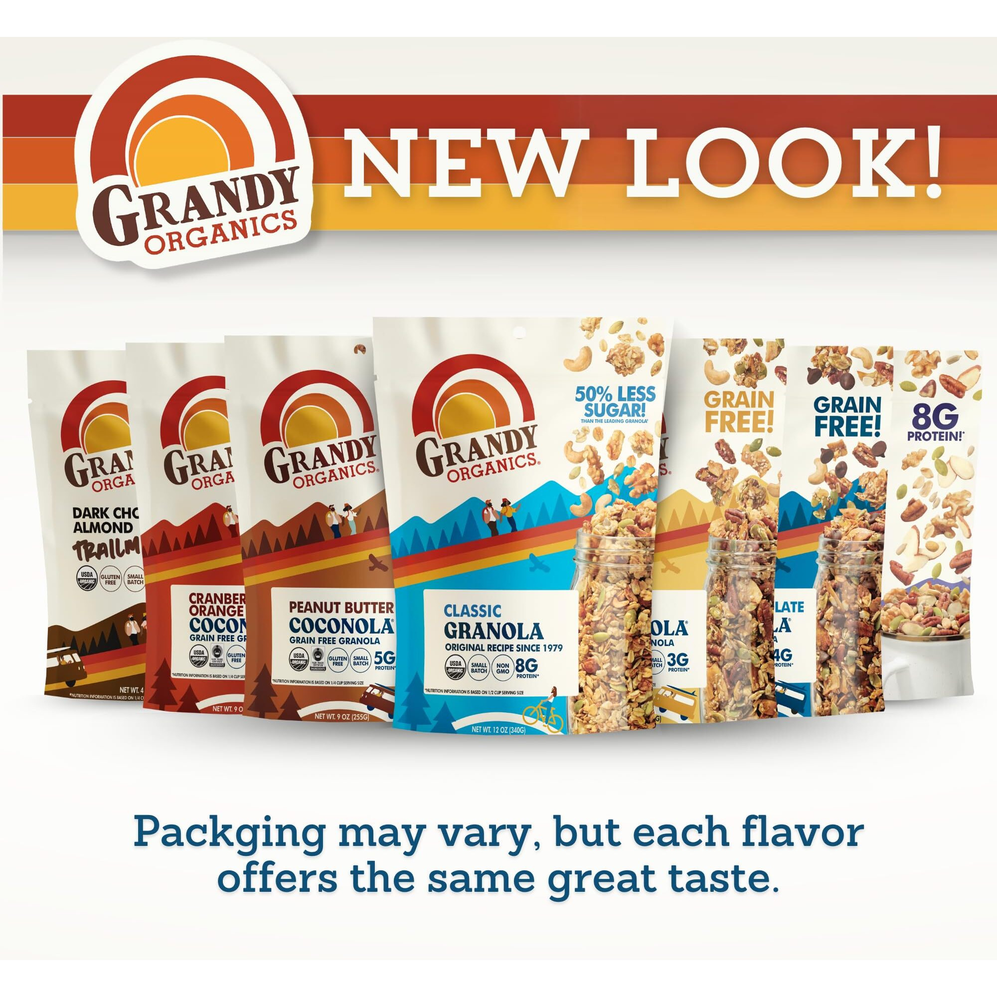 Grandy Organics Classic Granola, Certified Organic Granola Cereal, Low Sugar - Made With Oats, Pumpkin Seeds, Walnuts And Cashews, 12Oz Bags, Bulk Pack Of 6