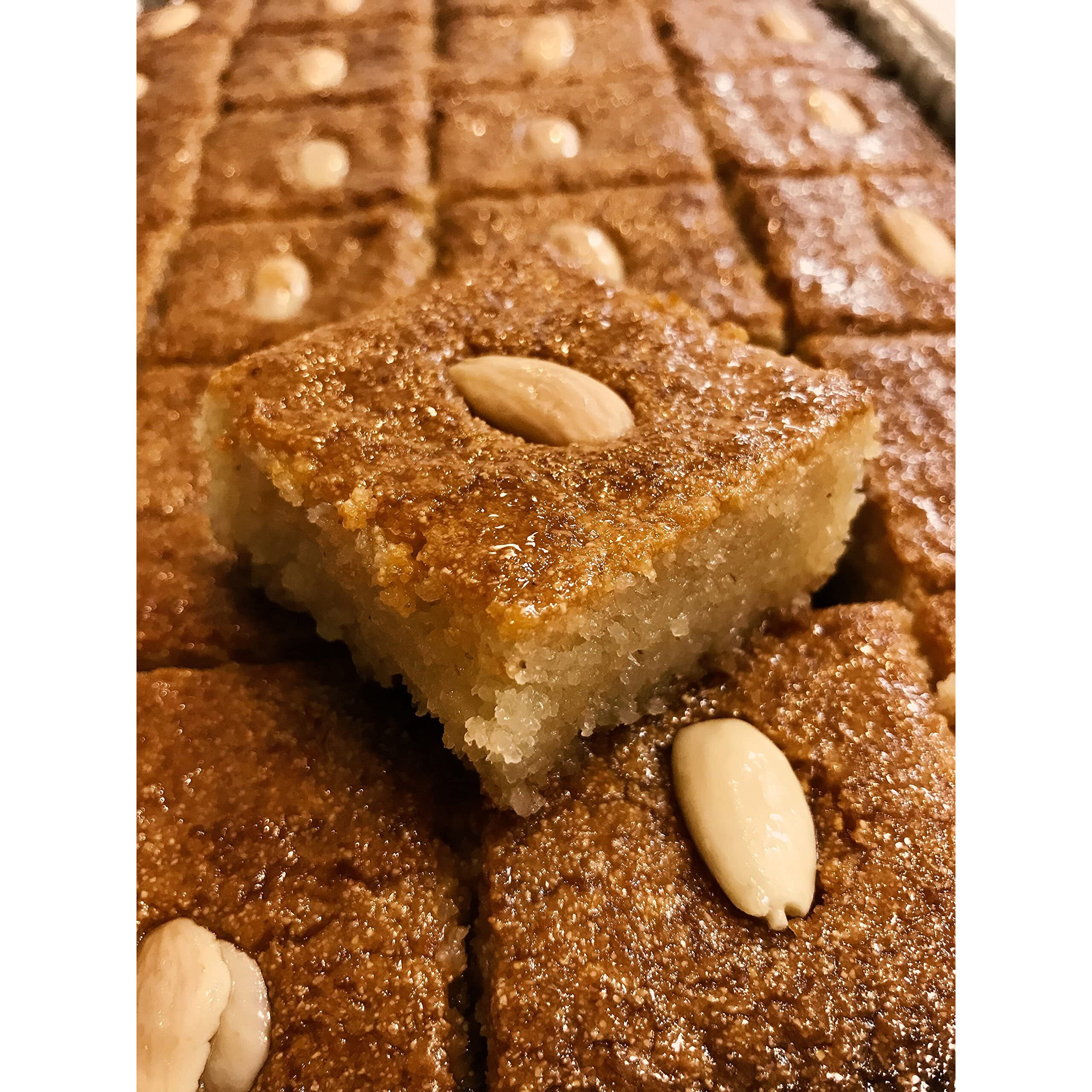 Almond Basbousa/Hareesa/Nammoura Semolina Cake
