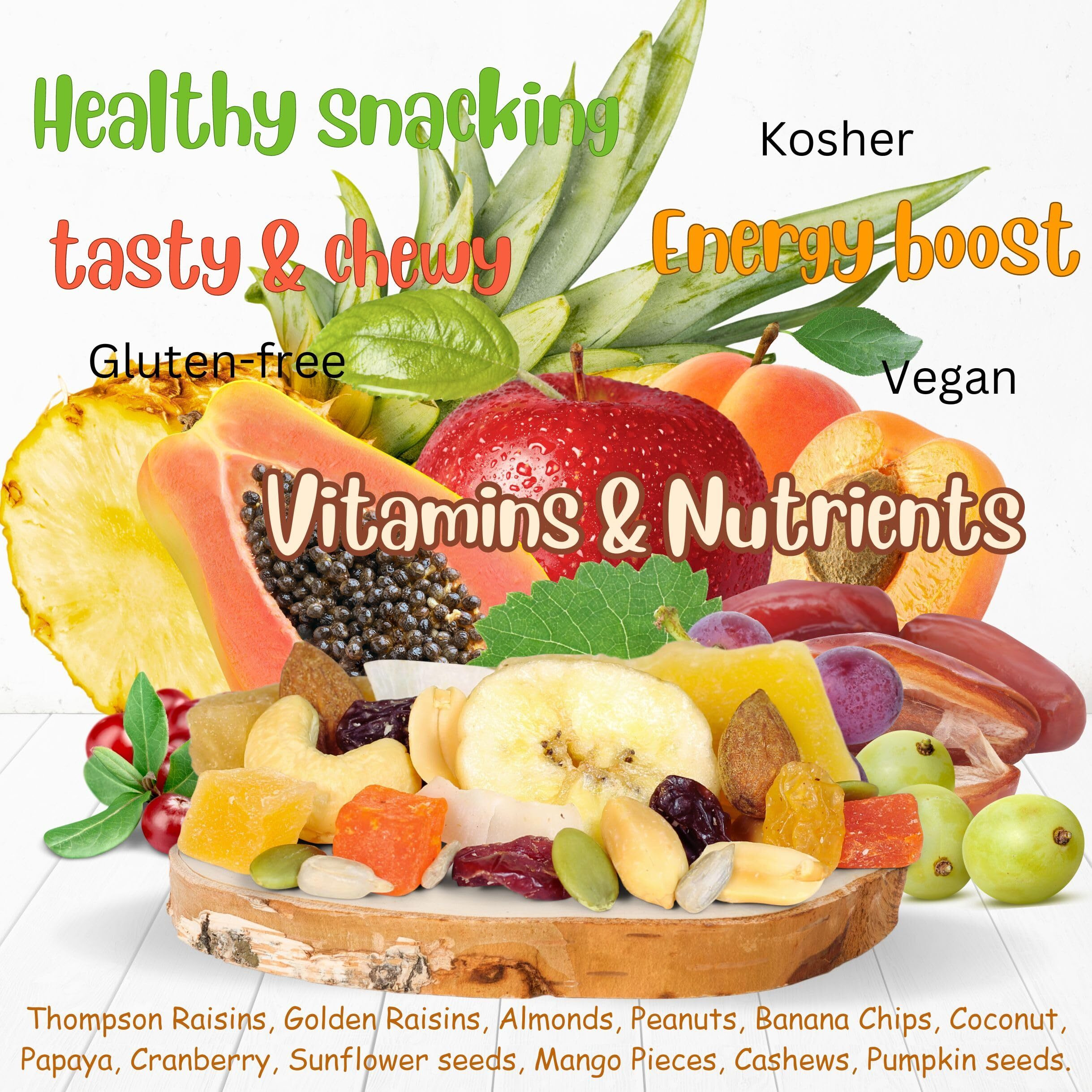 Tropical Mix Trail Mix By Its Delish, 2 Lbs Bulk Bag | High Energy Boost Fruit And Nut Healthy Snack Medley With Protein & Vitamins With Mixed Nuts & Dried Fruits Snack - Keto, Vegan, Kosher