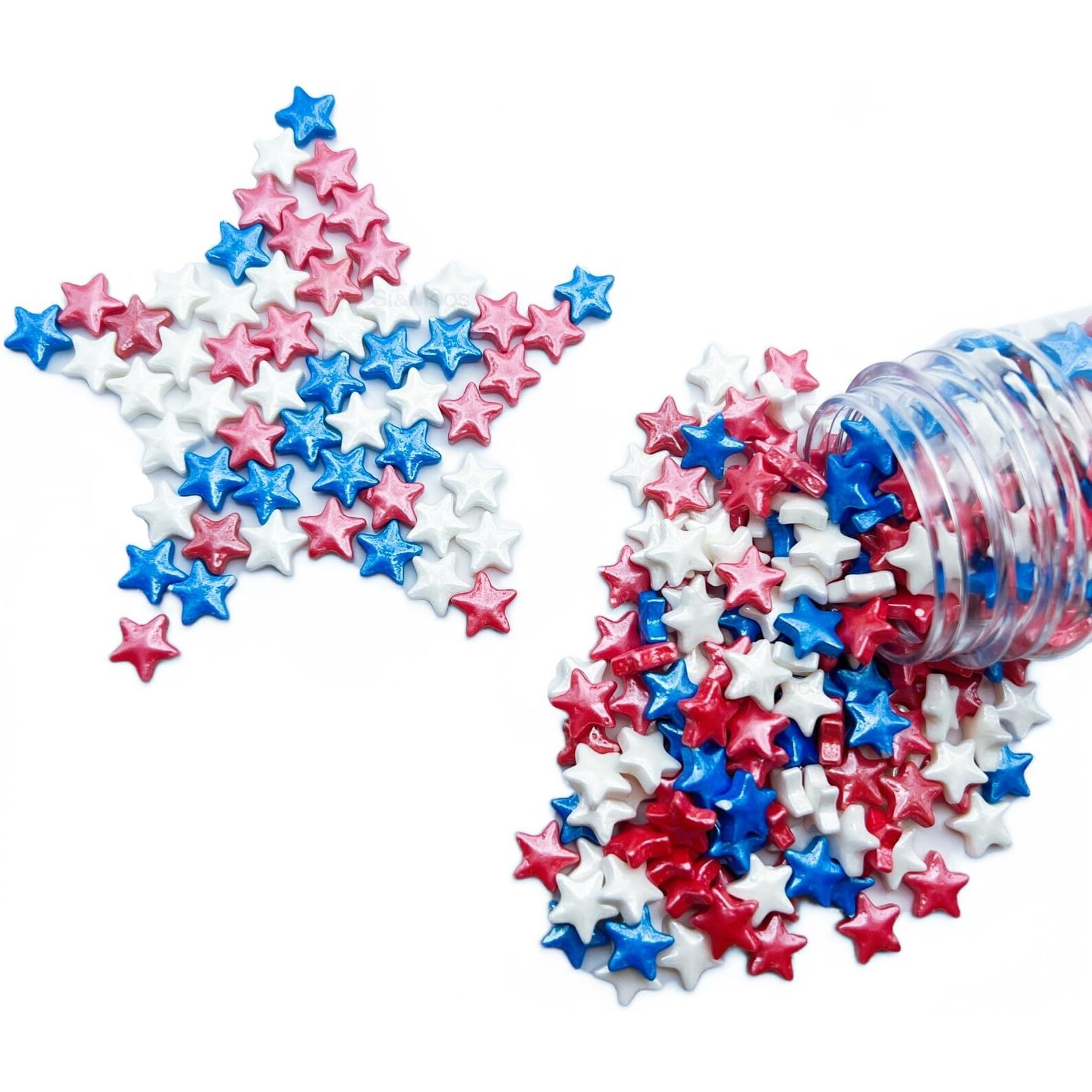 Se Si&Moos Edible Stars For Cake Decorating Red White Blue Sprinkles Fourth Of July Sprinkles Edible Patriotic Stars For Cookies,Cupcakes,Cakes,And Ice Cream 2.65 Oz