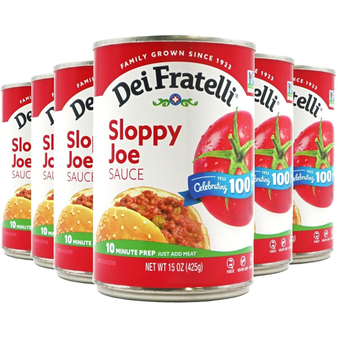 Dei Fratelli Sloppy Joe Sauce (15Oz - 6 Pack) - Vine-Ripened Tomatoes - No Water, No Corn Syrup, Non Gmo, Gluten-Free