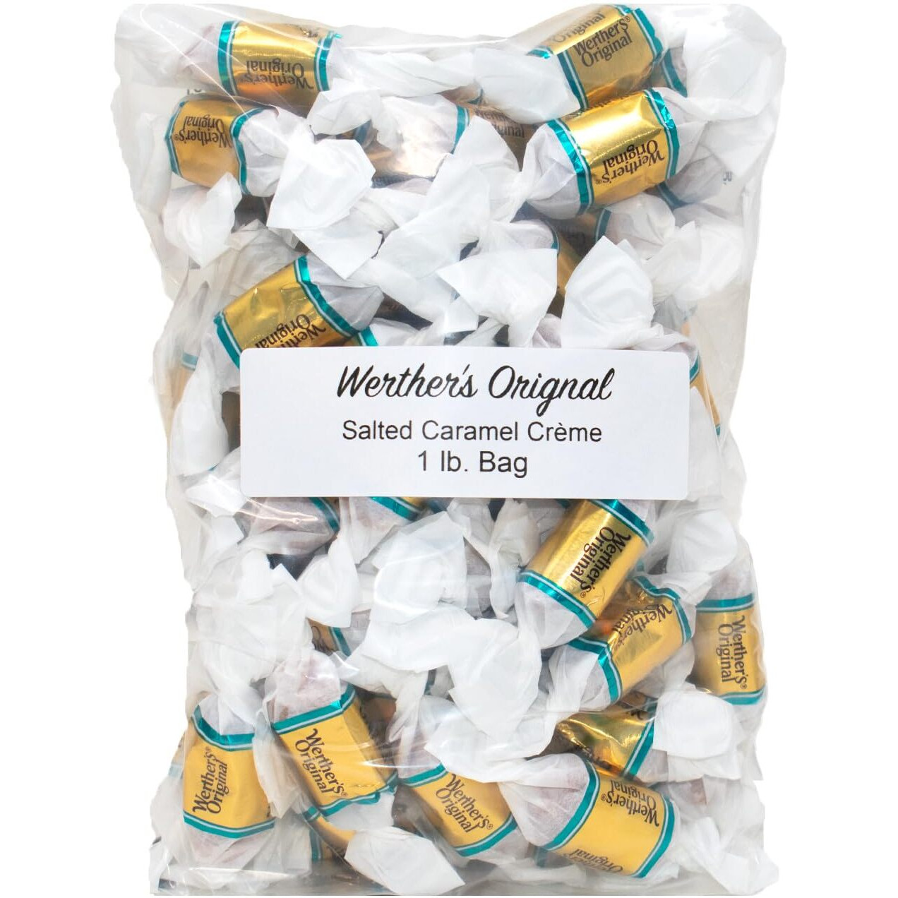 Bulk Werthers Original Hard Candy | Bulk Candy Individually Wrapped | Werthers Caramel Candy | 1 Lb Individual Flavor Bag | Includes Aromatik Mint Card (Salted Caramel Cr  Me - Limited)