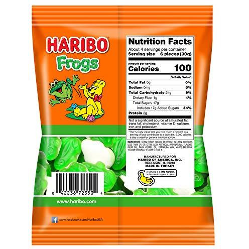 Haribo Gummie Candy, Frogs, 4 Oz. Bag (Pack Of 12)