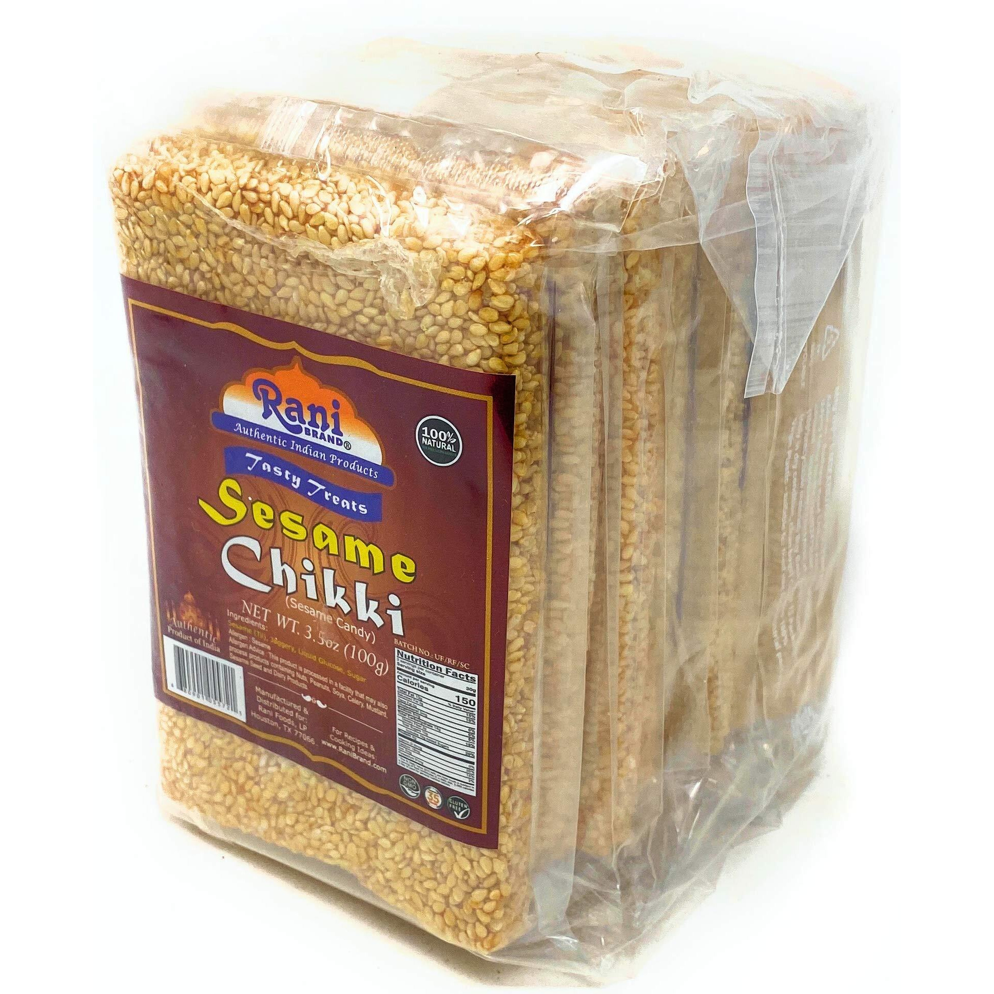 Rani Sesame Chikki (Brittle Candy) 3.5Oz (100G) X Pack Of 10 ~ All Natural | Vegan | No Colors | Gluten Friendly | Indian Origin