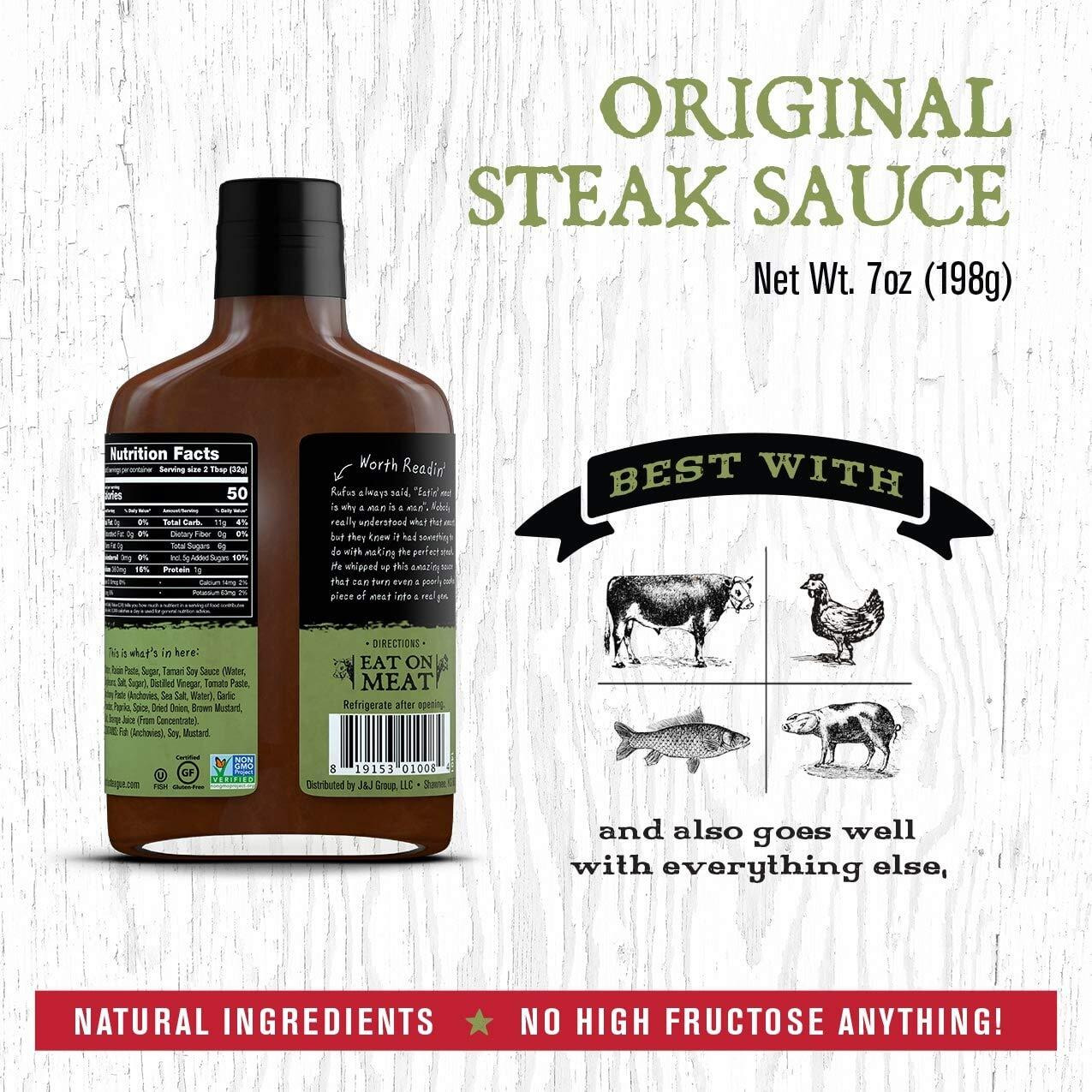 Rufus Teague - Original Steak Sauce - Premium Steak Sauce - 7 Oz. Bottles - 2 Pack