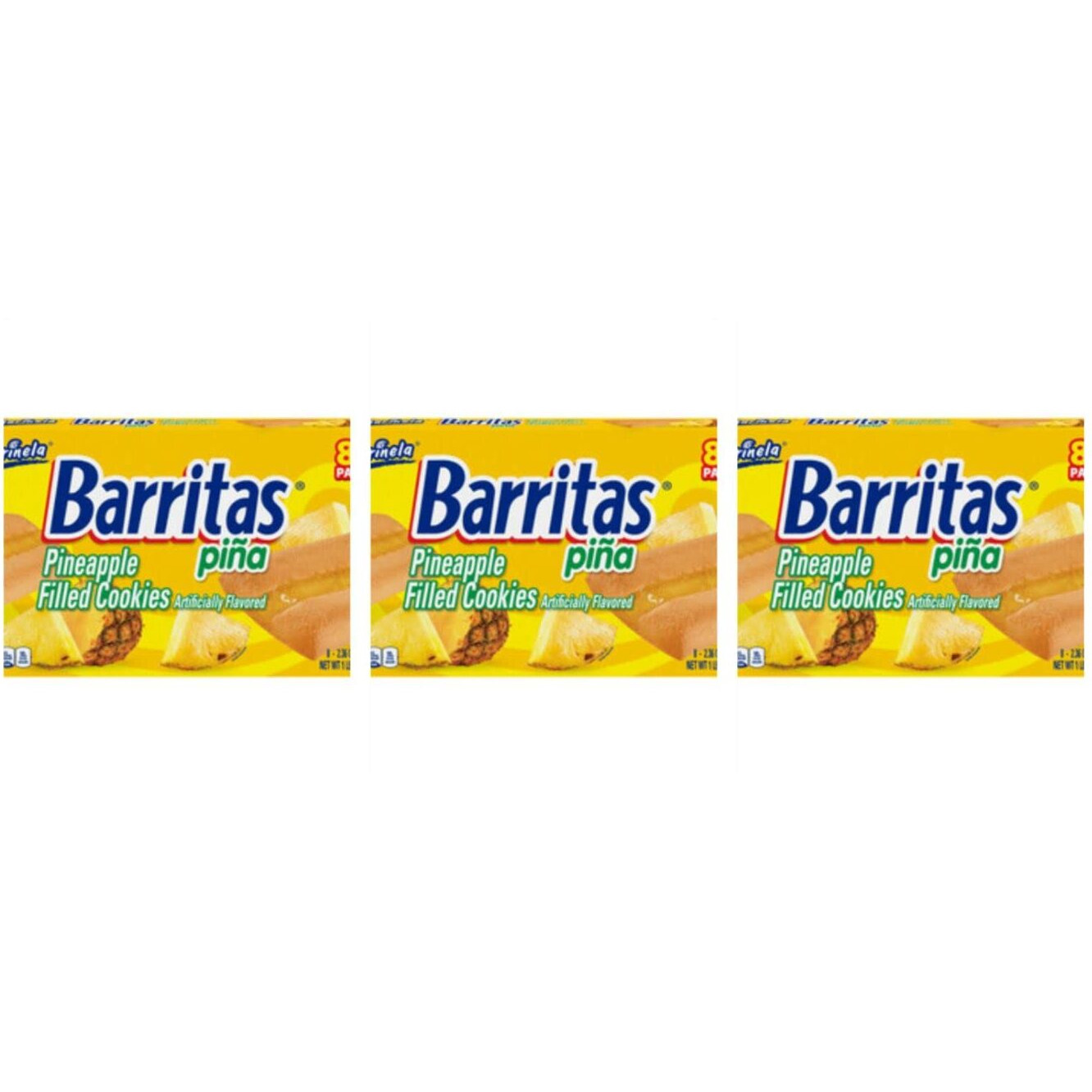 Marinela Barritas Pia Pineapple Soft Filled Cookie Bar | 3 Pack (24 Count)