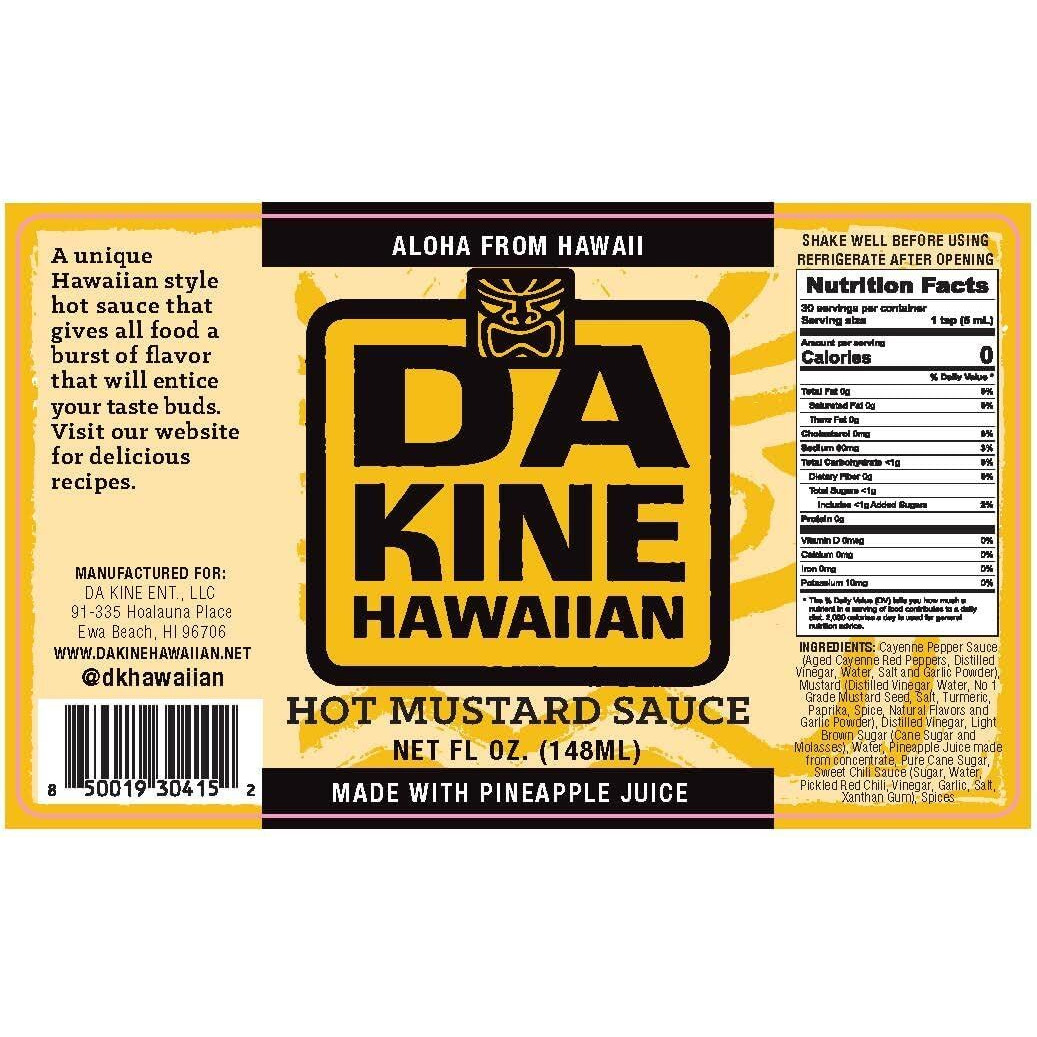 Da Kine Hawaiian Hot Mustard Sauce - Made With Pineapple Juice For Meat Tenderizing, Ideal For Dipping And Dressing - Gluten-Free, Good For Vegan, 5 Fl. Oz. (Hot Mustard 1-Pack)