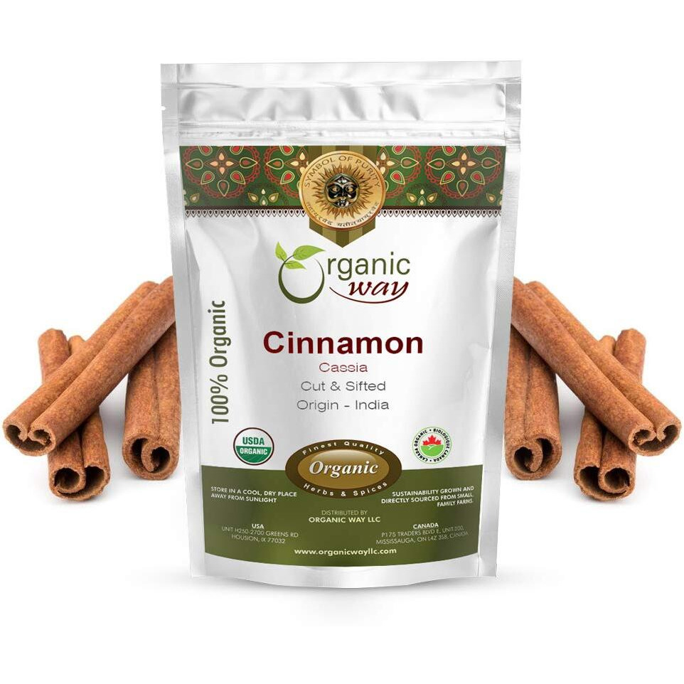 Organic Way Premium Cinnamon Cassia Sticks (Cinnamomum Cassia) - Adds Flavour & Aroma | Organic & Kosher Certified | Vegan | Raw, Non Gmo & Gluten Free | Usda Certified | Origin - India (1/4Lbs / 4Oz)