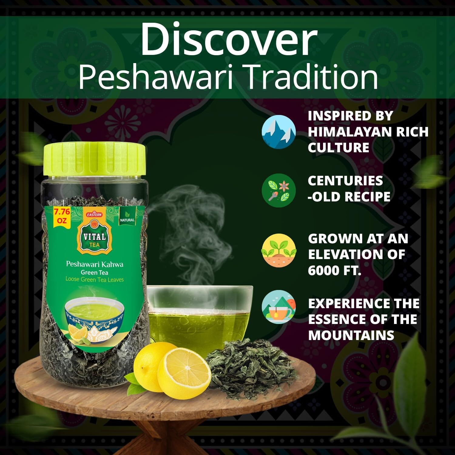 Peshawari Kahwa Tea- Jar Of 220G, Flavourful Taste Of Green Tea And Loose Leaf Tea, Freshly And Carefully Packed With Heritage Taste Of Peshawari Kahwa, Aromatic Green Tea Loose Leaf