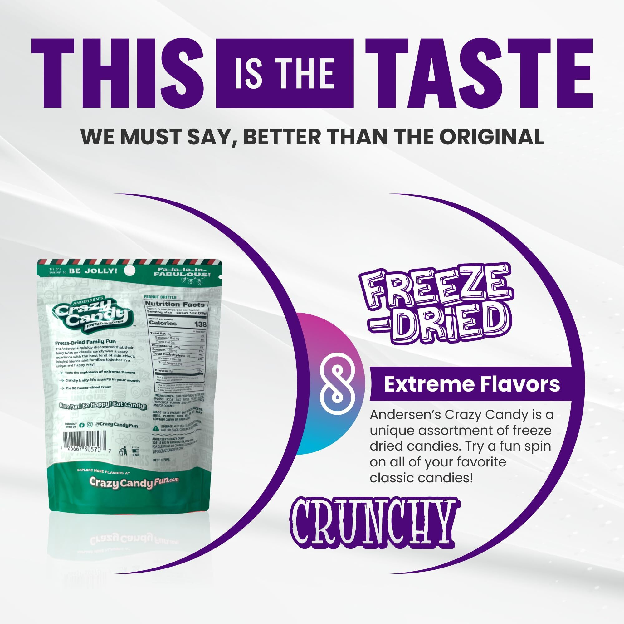 Andersen's Crazy Candy Freeze Dried Candy - Freeze Dried Peanut Brittle, 3 Ounces