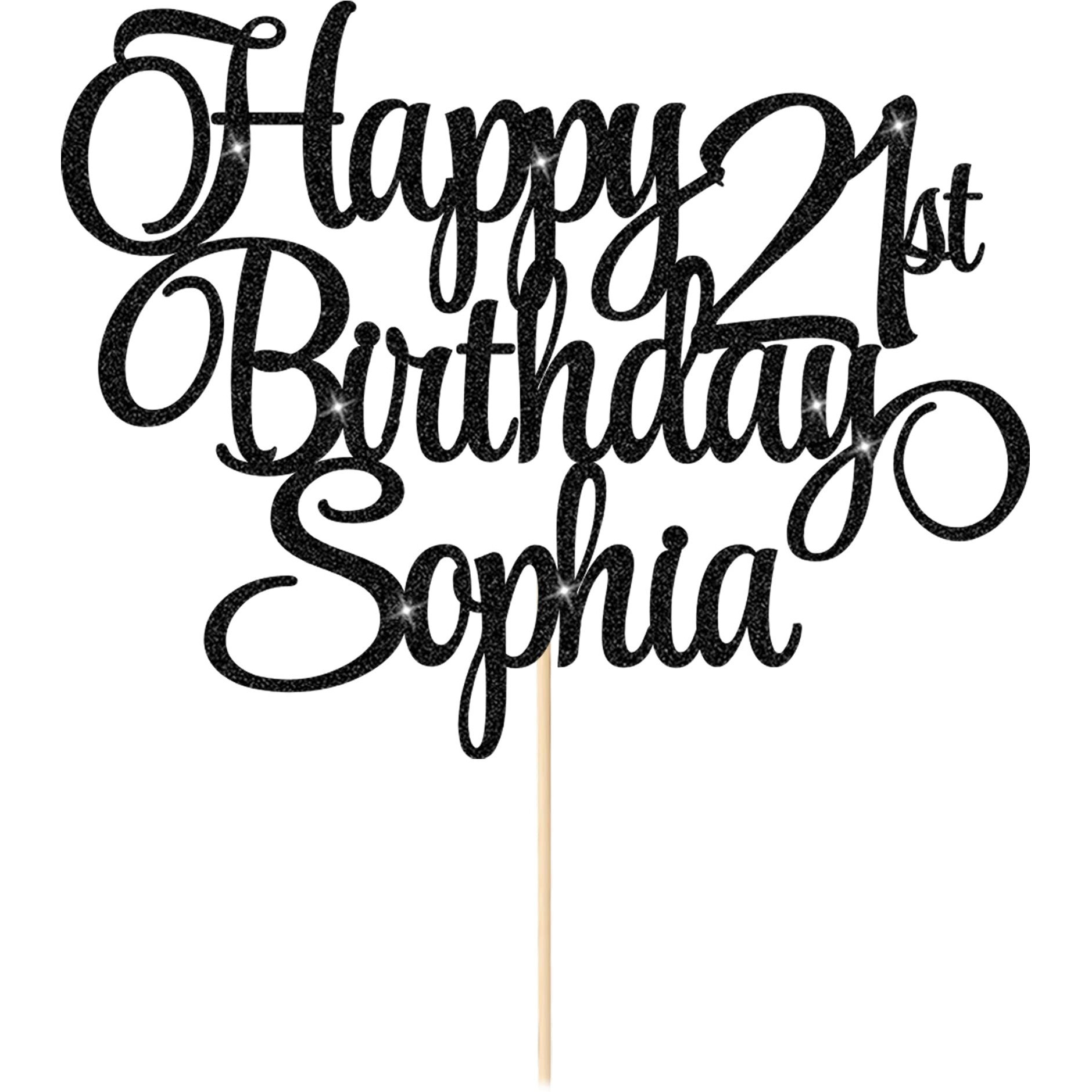 Happy Birthday Cake Topper Personalized Cake Topper Birthday Decoration With Any Age & Name 11 Colors Double-Sided Glitter Cake Topper Gifts For 13Th 16Th 18Th 21St 30Th 50Th 60Th (Black)