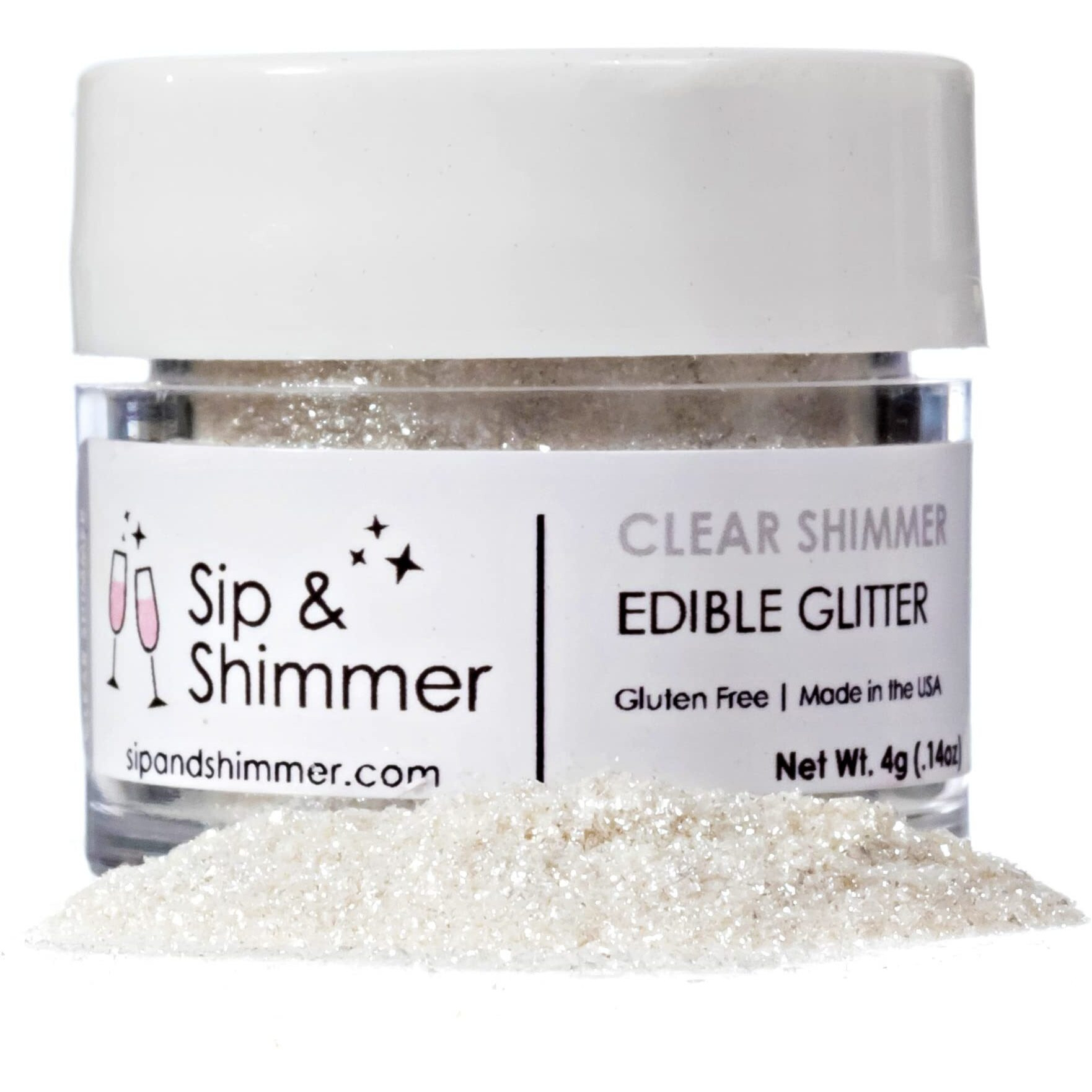 Sip And Shimmer Edible Glitter For Drinks - Drink Glitter For Cocktails, Wine, Champagne, Beverages - Food-Grade Cocktail Glitter Made In Usa - Kosher, Nut-Free, Gluten-Free - Clear Drink Glitter
