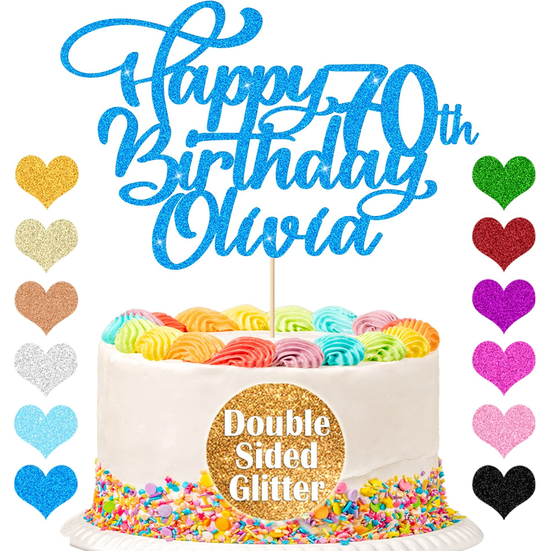 Cake Topper Customized Cake Topper Personalized Happy Birthday Cake Toppe Birthday Cake Decoration Any Name Age 1St 10Th 16Th 18Th 20Th 21St 30Th 40Th 50Th 60Th 70Th 80Th