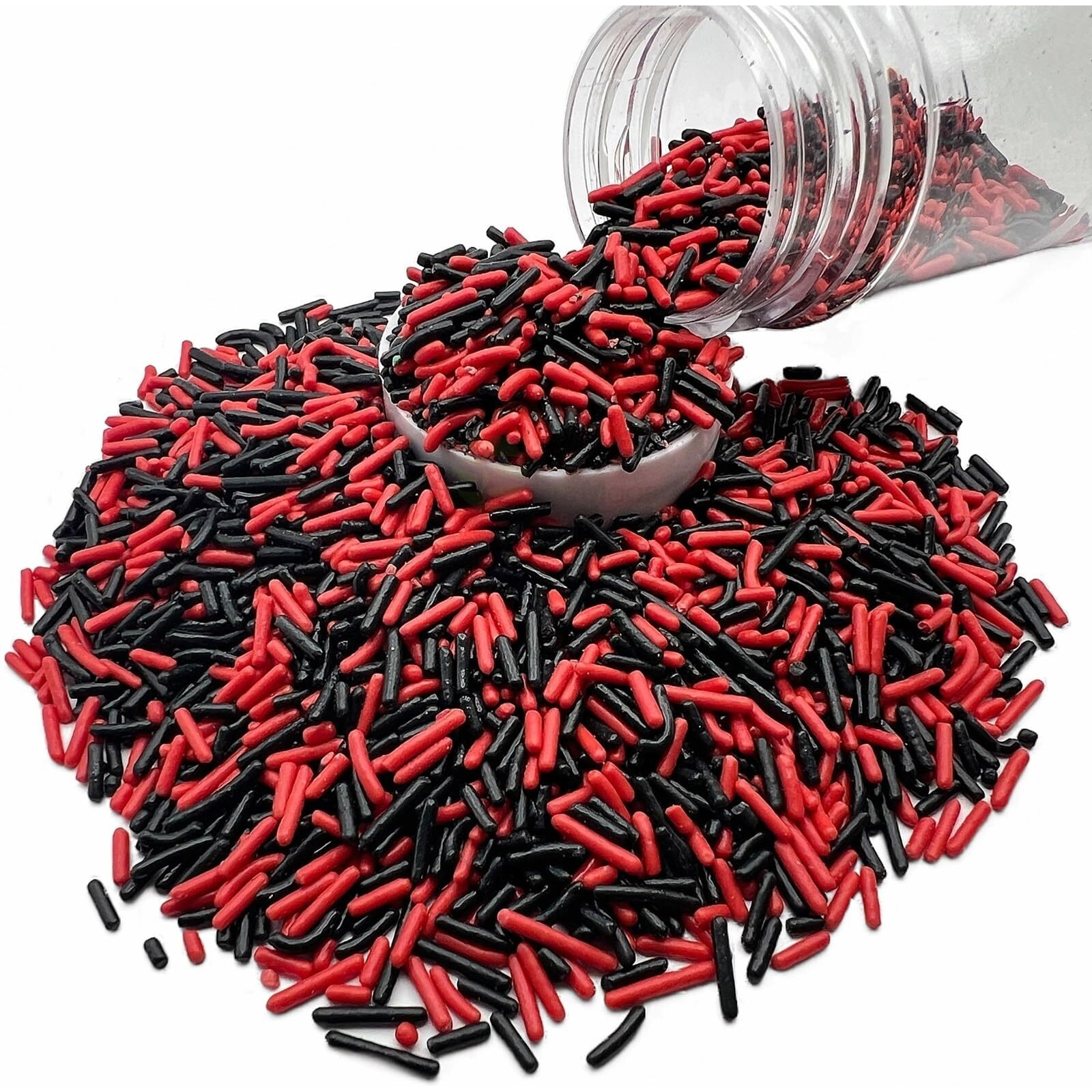 Se Si&Moos Black And Red Sprinkles Red And Black Cake Sprinkles Black And Red For Cupcakes Black Red Jimmies Sprinkles Soft Jimmies Soft Sprinkles Edible Black And Red Sprinkles For Cake Decorating,Ice Cream Toppings & Baking 2.75 Oz