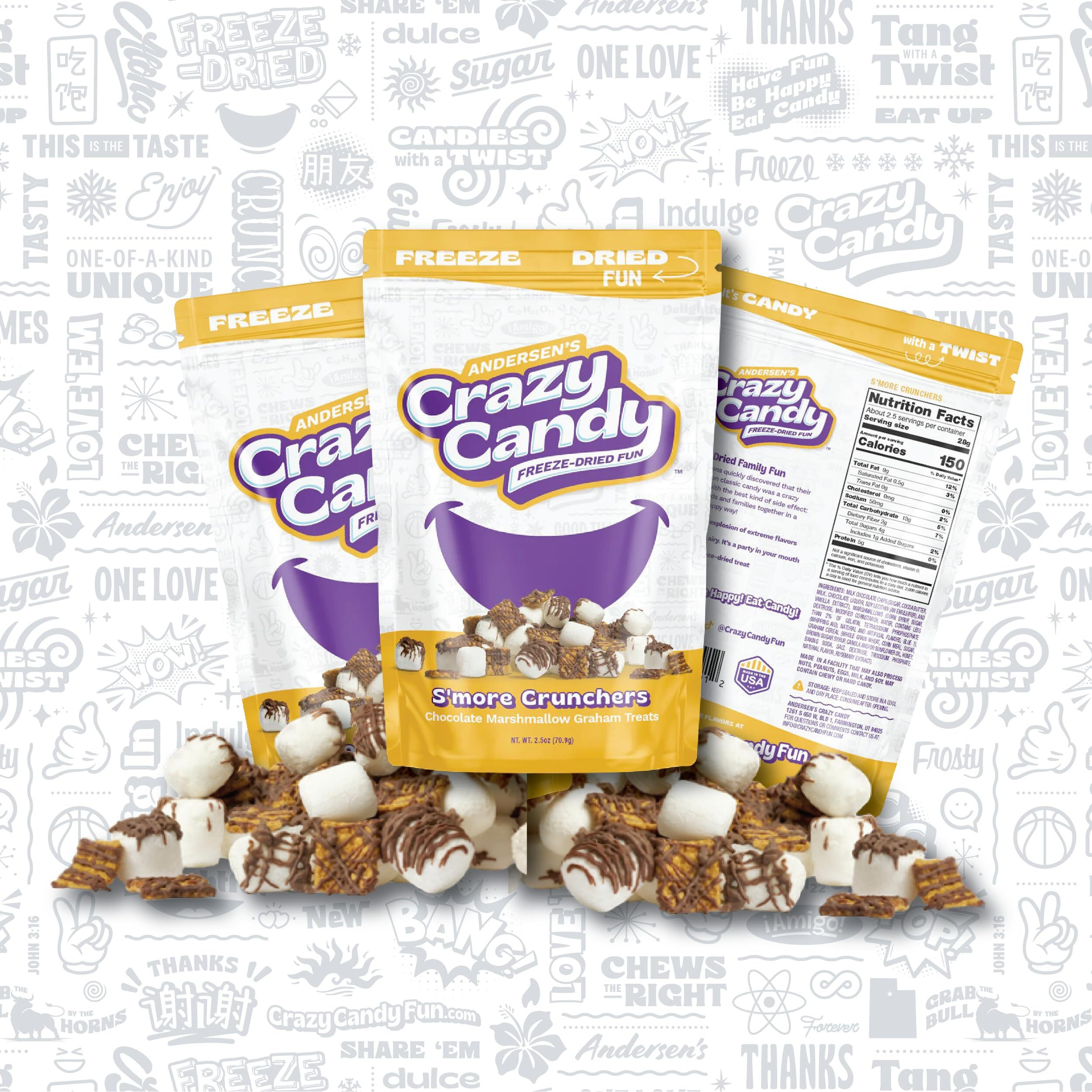 Andersen's Crazy Candy Freeze Dried Candy - Freeze Dried S'More Crunchers, 2.5 Ounces