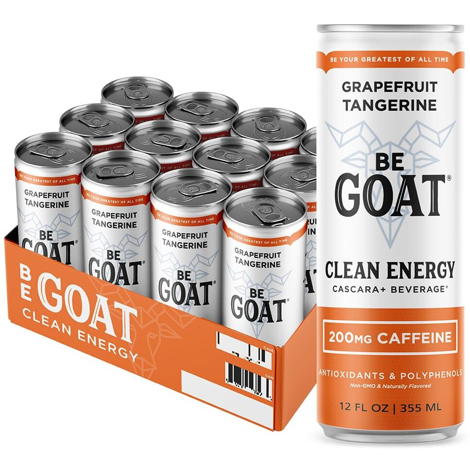 Begoat Grapefruit Tangerine Clean Energy Drink | 200 Mg Caffeine, Non Gmo, 6 Ingredients, 35 Calories, Antioxidants, Vegan, Gluten-Free 12 Fl Oz (Pack Of 12)