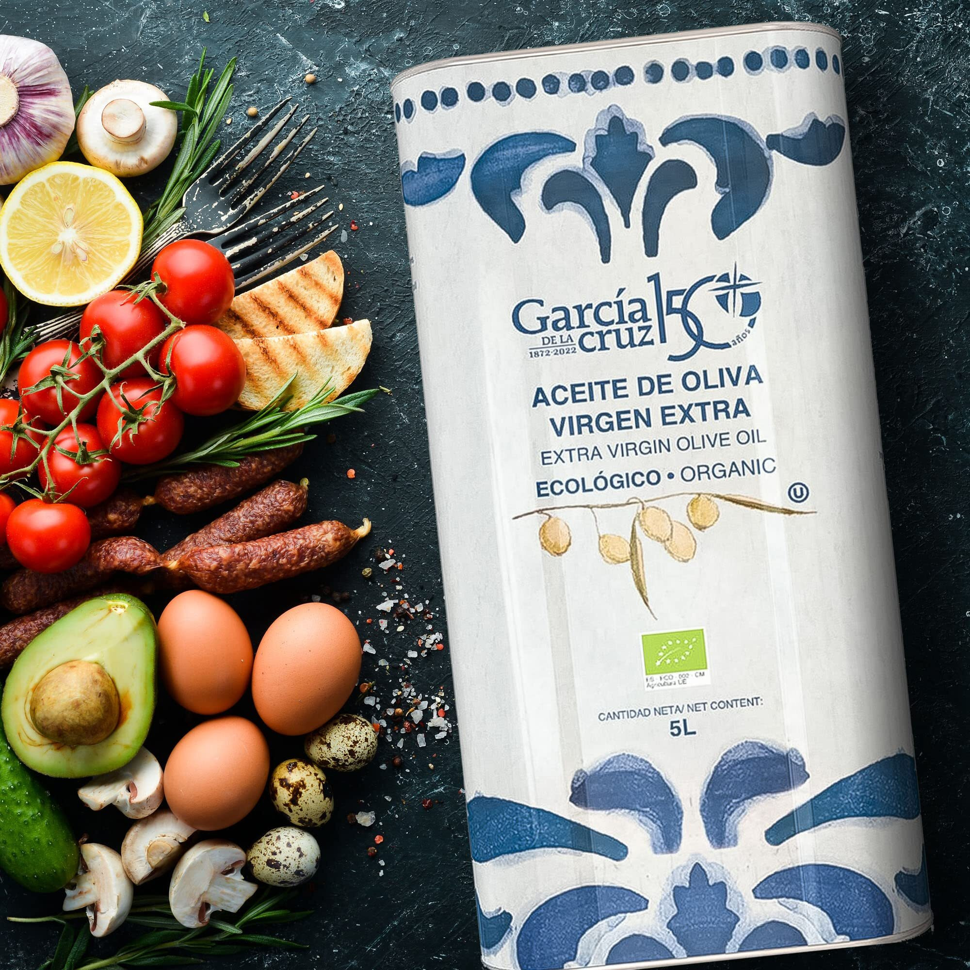 Garc  A De La Cruz - Organic Extra Virgin Olive Oil, Montes De Toledo, Recycled Pet Packaging, Can Of 5L